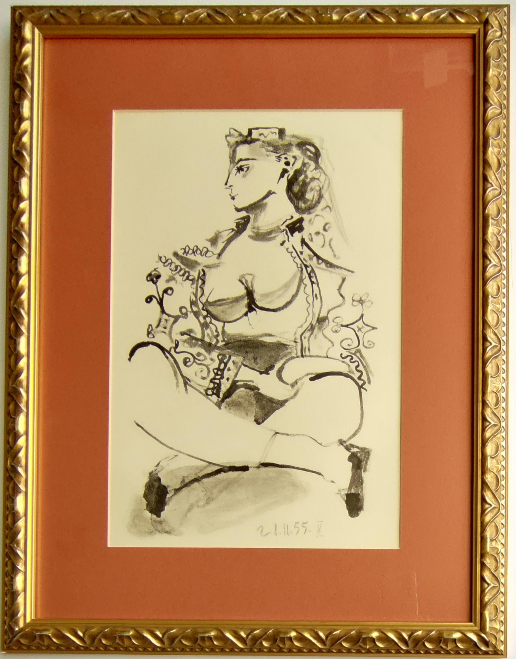 (after) Pablo Picasso 
Jacqueline from Edition Cercle D'Art France, 1960
Original Limited Edition Collotype on Arches paper
Unsigned
One of Edition 1000, unnumbered
Printed by Imprimerie Duval
Published by Éditions Cercle d'Art, Paris, France
Image