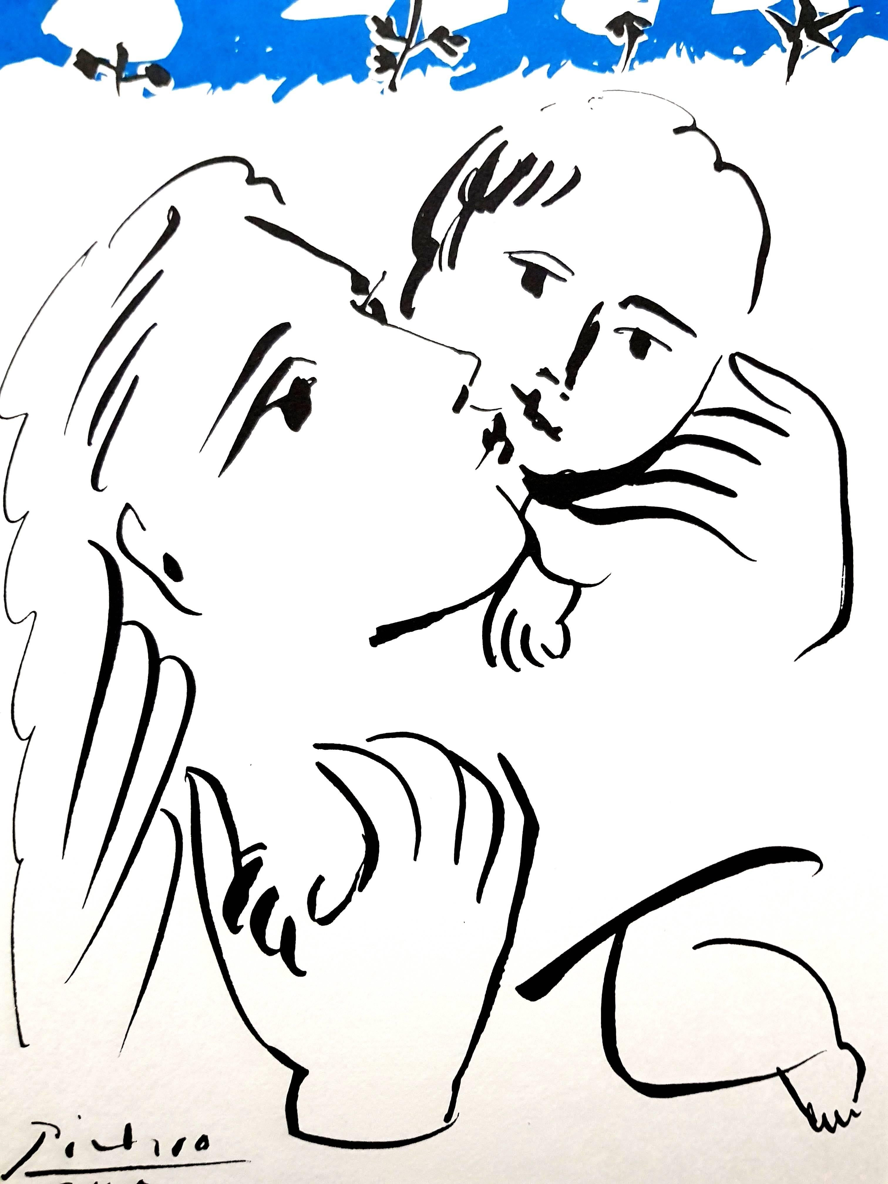 After PABLO PICASSO (1881-1973)
Mother and Child 
Dimensions: 50 x 40 cm
Signed and dated in the plate
Posthumous reproduction of an original drawing published by Edition Succession Picasso, Paris.
Editions de la Paix
Edition of Unknown Size