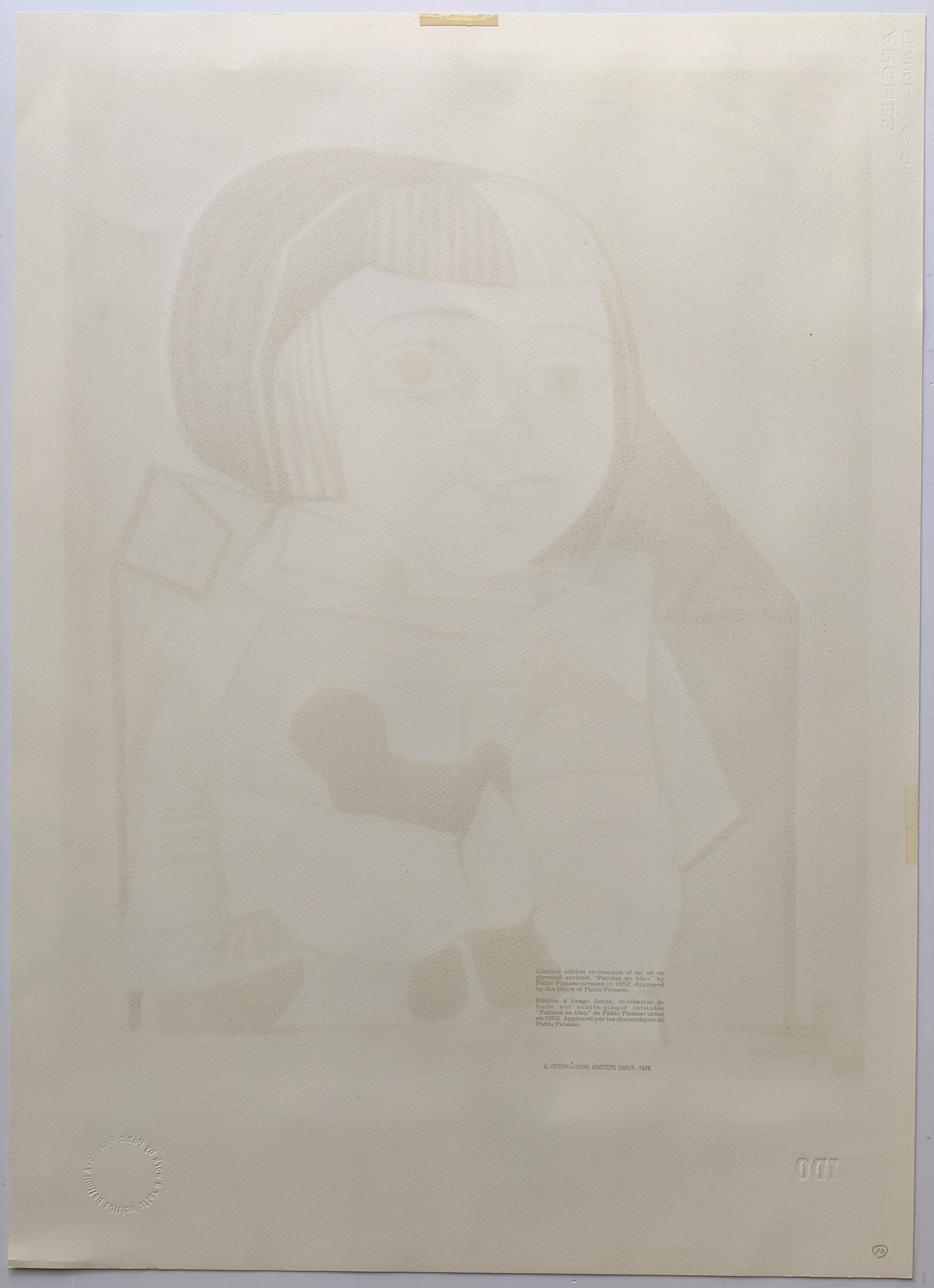 (d'après) Pablo Picasso -- Paloma en Bleu en vente 4