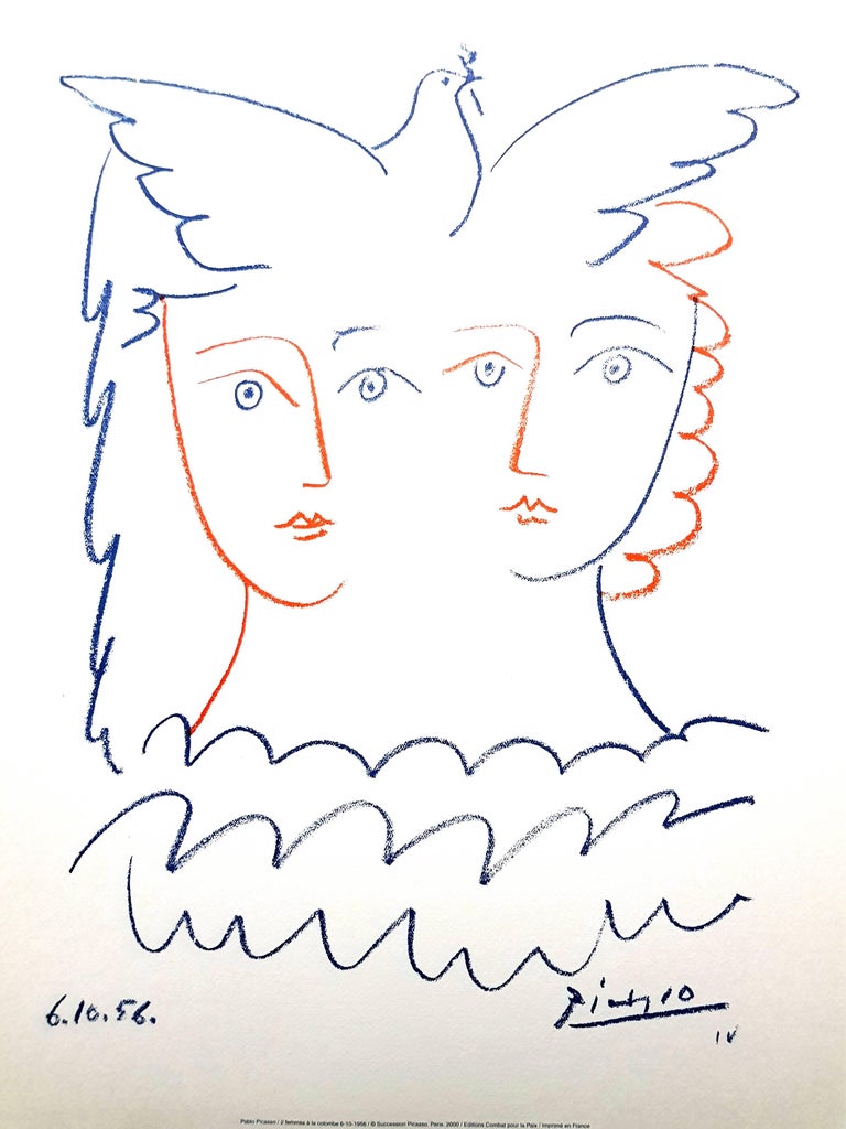 (after) Pablo Picasso Figurative Print - After Pablo Picasso - Women and Dove - Lithograph