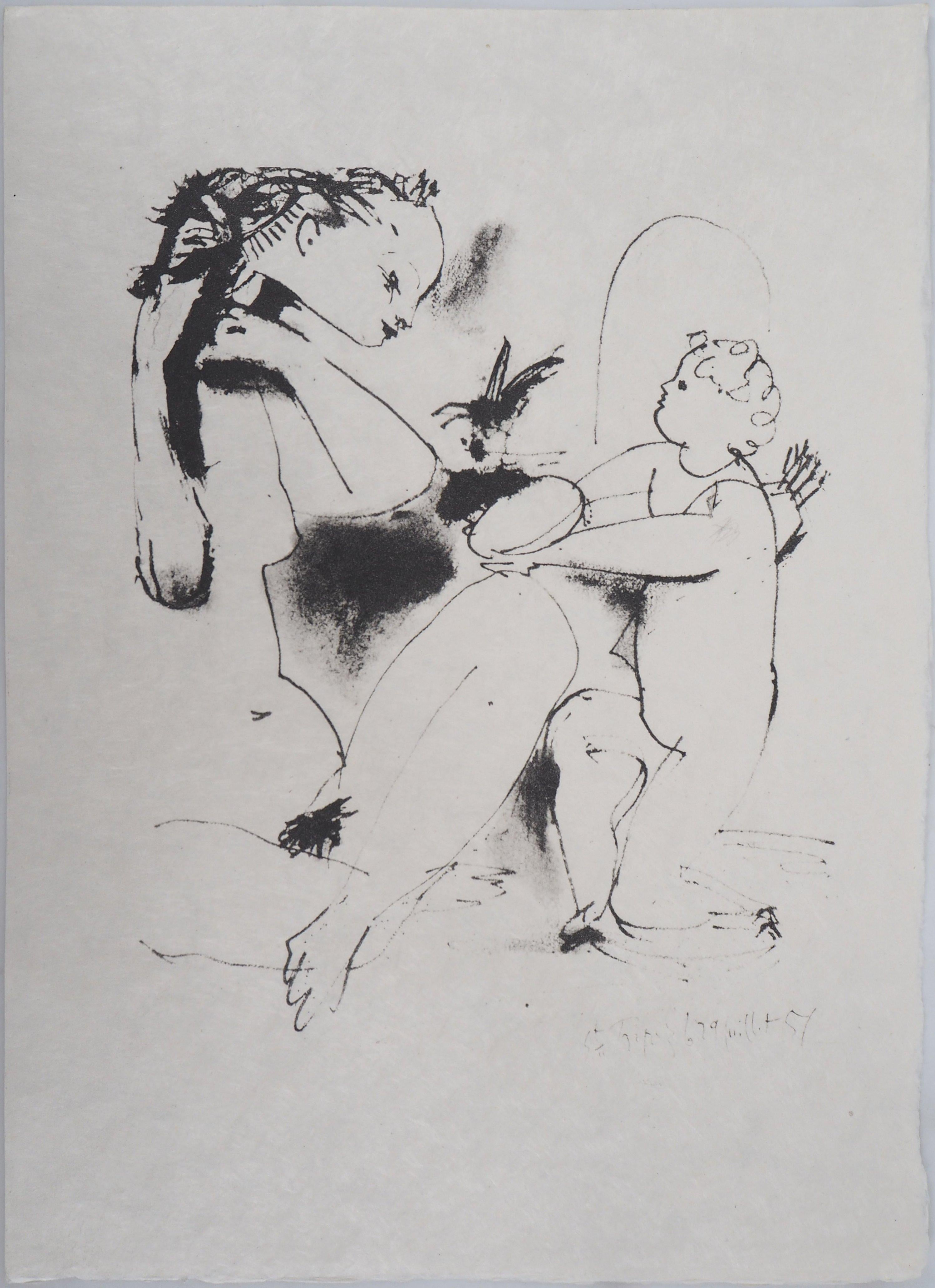 Ange offrant un cadeau - Lithographie - Moderne Print par (after) Pablo Picasso