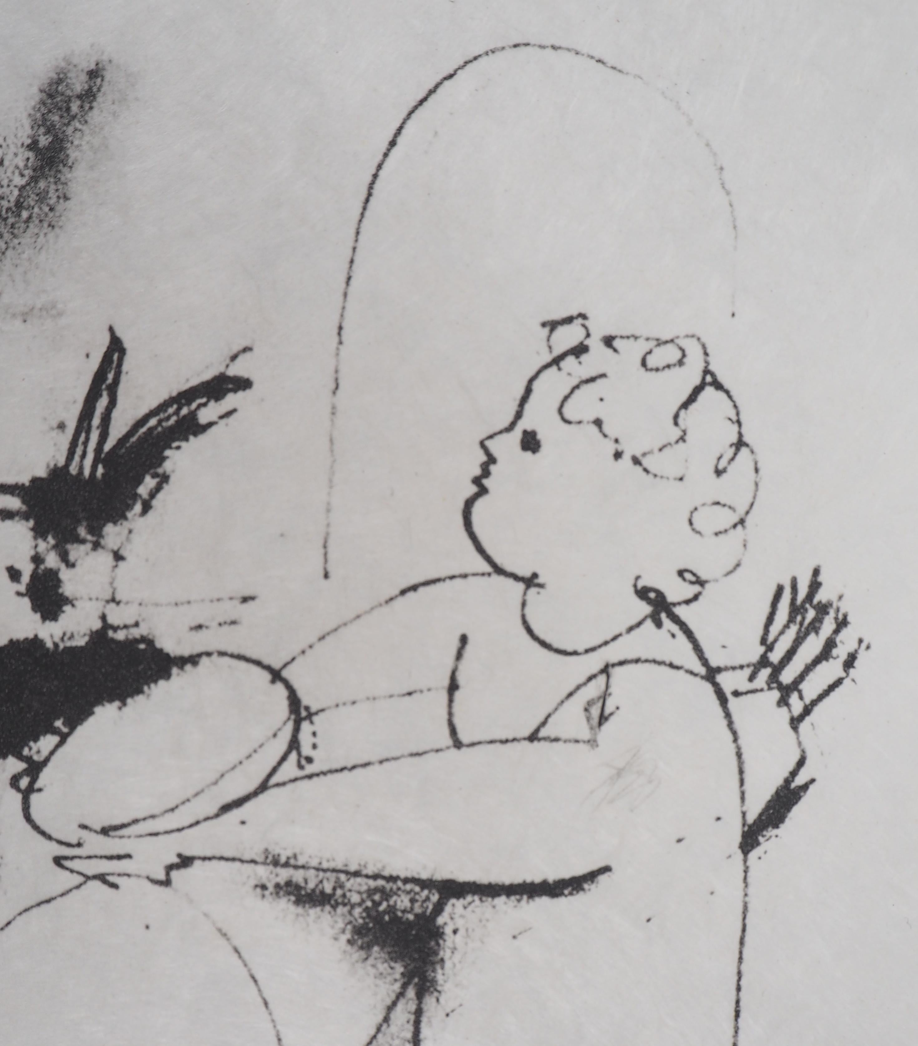 Ange offrant un cadeau - Lithographie en vente 1