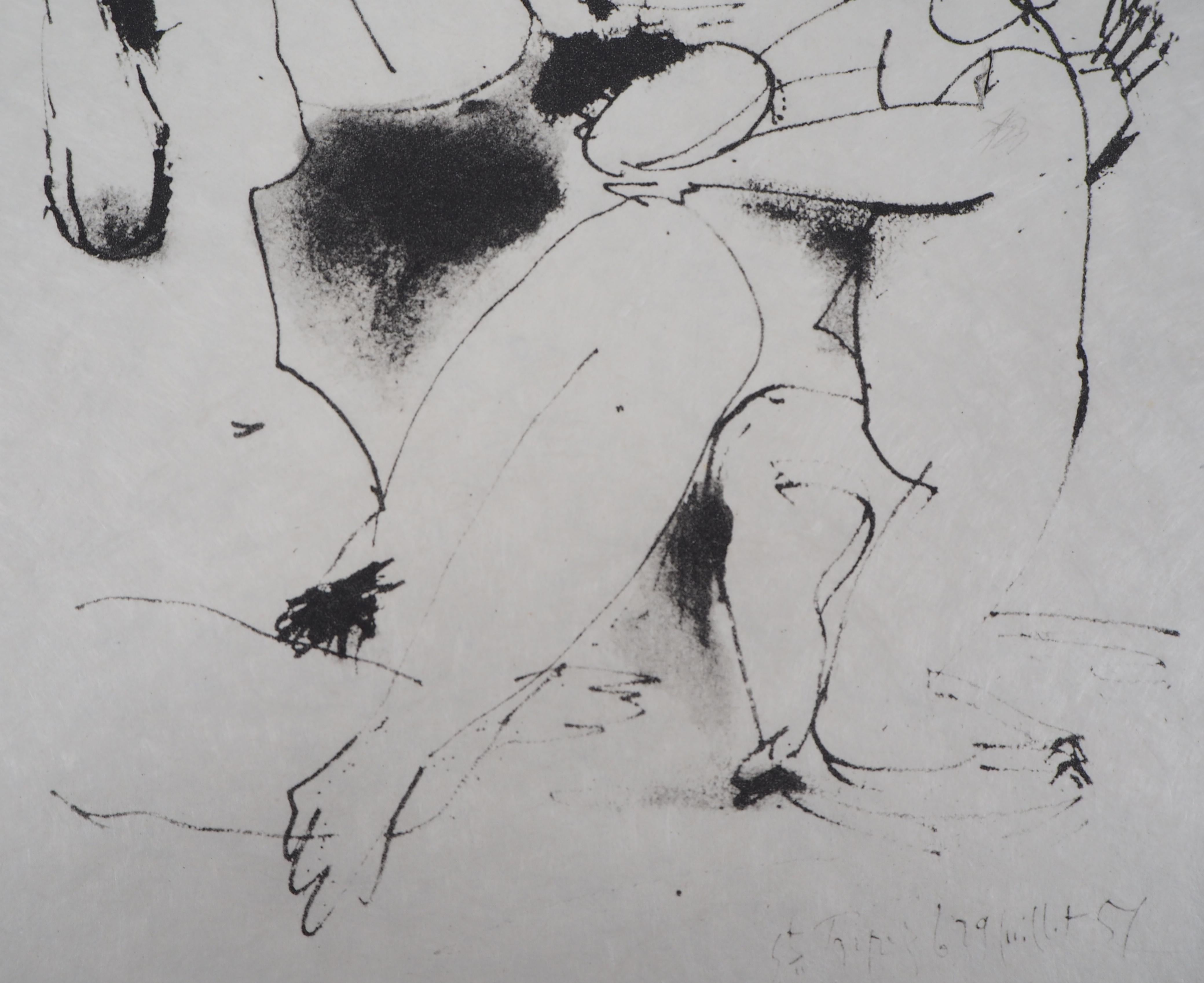 Ange offrant un cadeau - Lithographie en vente 2