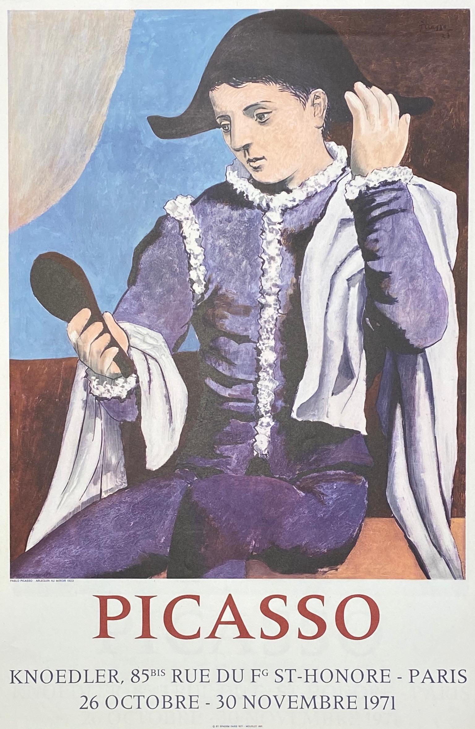 Lithographie "Arlequin au miroir" auf Papier nach Pablo Picasso, 1923 