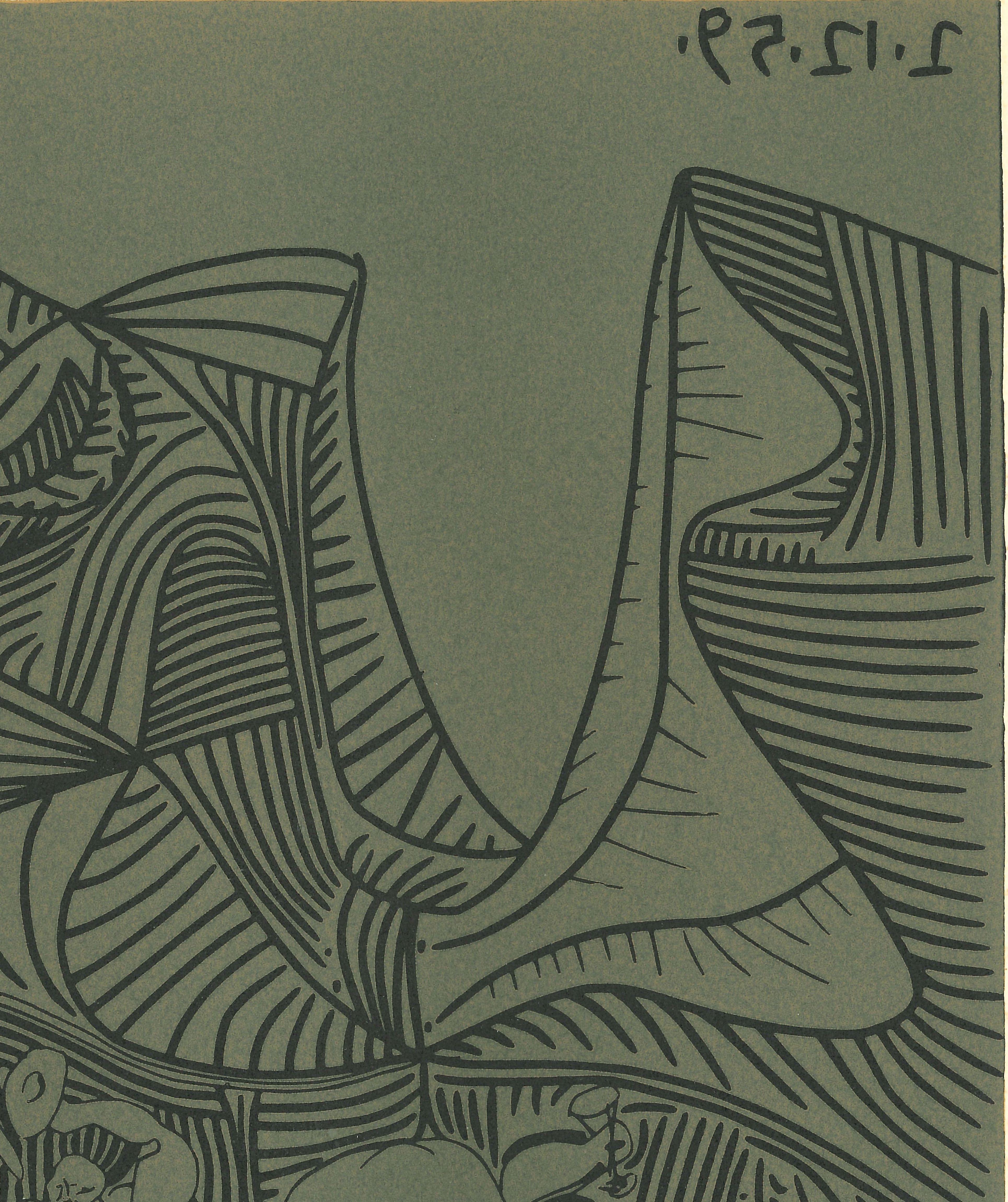 Das Bacchanale au Hibou  - Linocut-Reproduktion nach Pablo Picasso - 1962 – Print von (after) Pablo Picasso