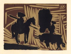"Before the Goading of the Bull" linocut