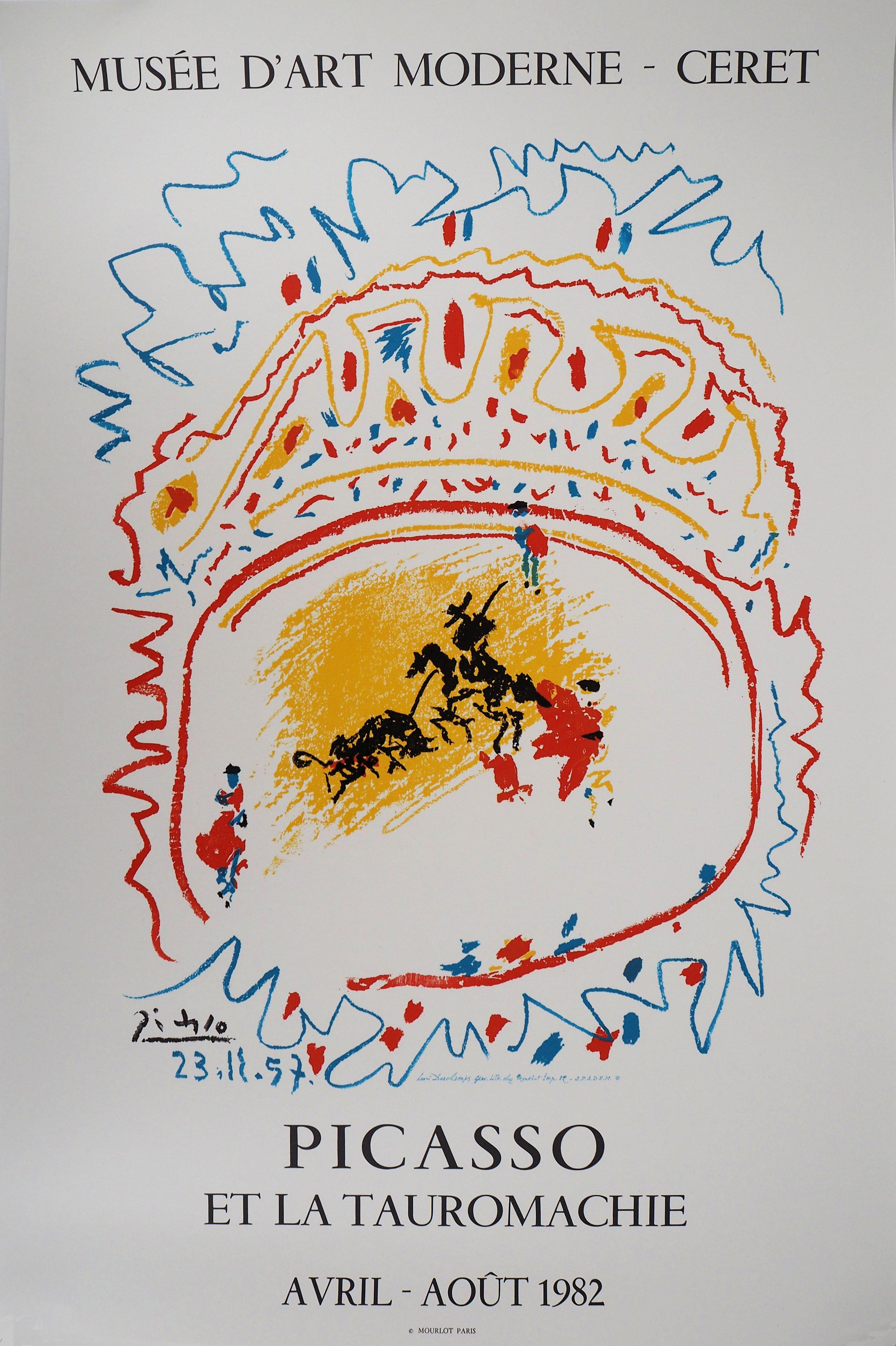 (after) Pablo Picasso Figurative Print - Bullfight, the Arena - Vintage lithograph exhibition poster # Mourlot