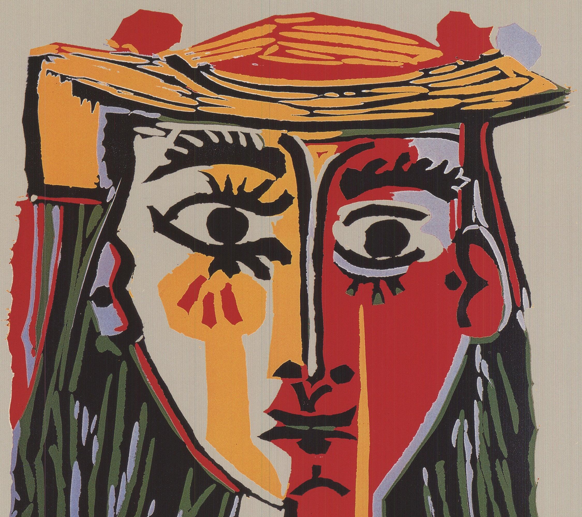 Bust einer Frau mit Hut (Kubismus), Print, von (after) Pablo Picasso