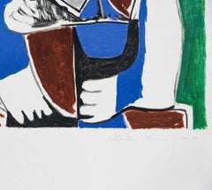 Buste au chapeau jaune et gris, lithographie (after) Pablo Picasso
