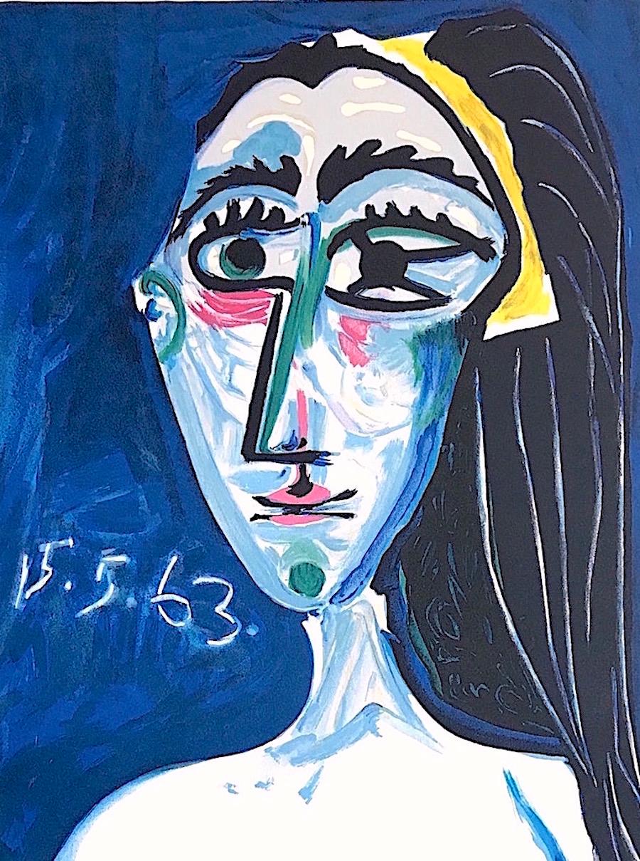 BUSTE DE FEMME NUE FACE Lithograph, Abstract Portrait Woman's Face, Eyelashes - Print by (after) Pablo Picasso