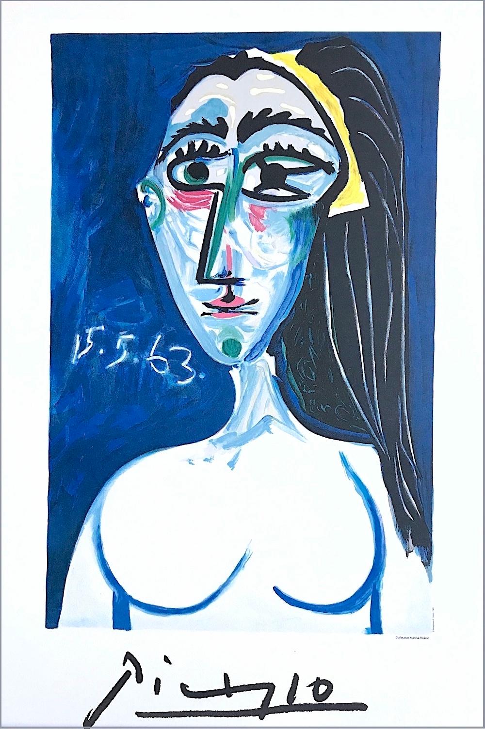 BUSTE DE FEMME NUE FACE Lithographie, Abstraktes Porträt einer Frau mit Augenbrauen