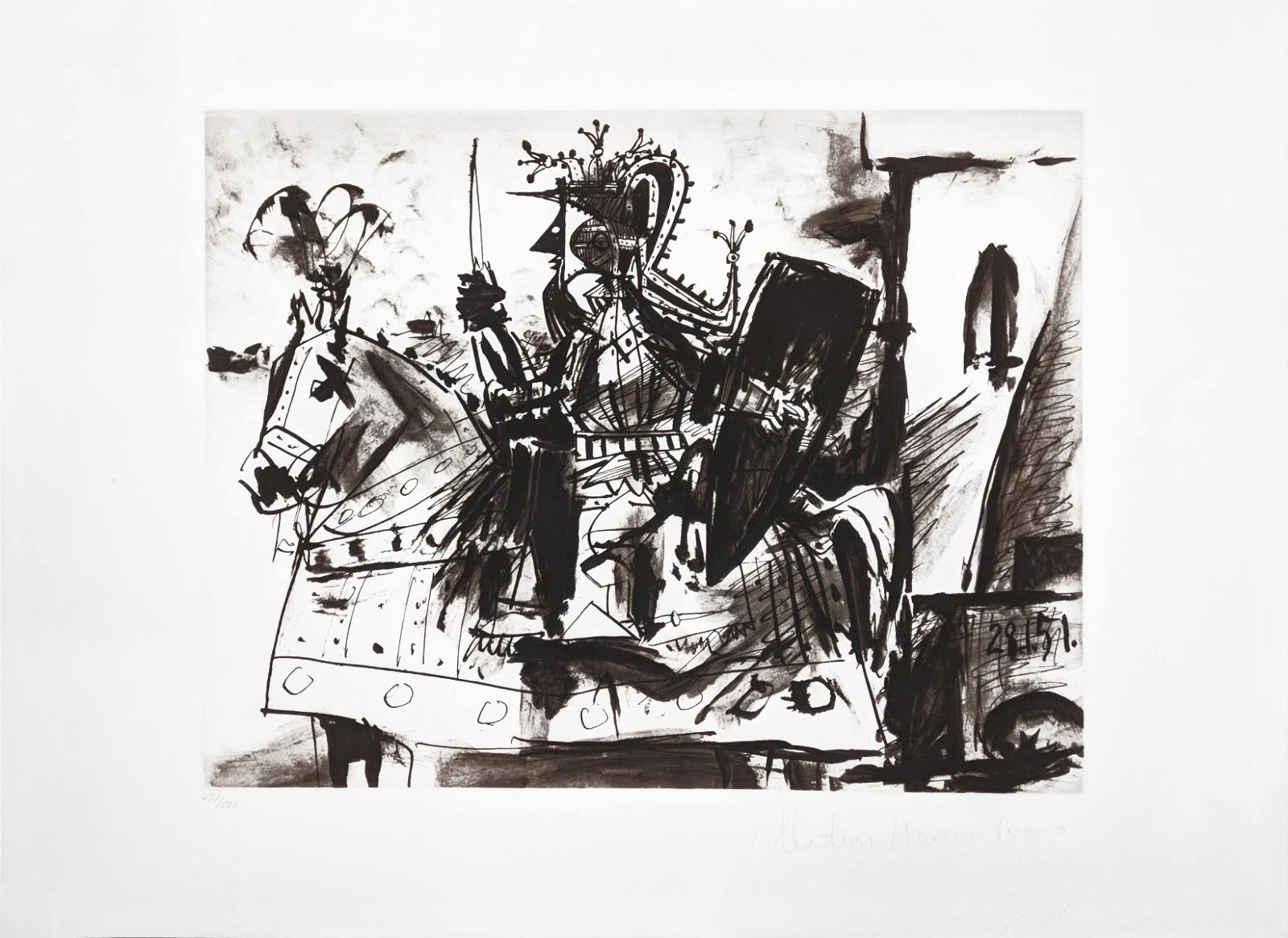 (after) Pablo Picasso Portrait Print - CAVALIER EN ARMURE