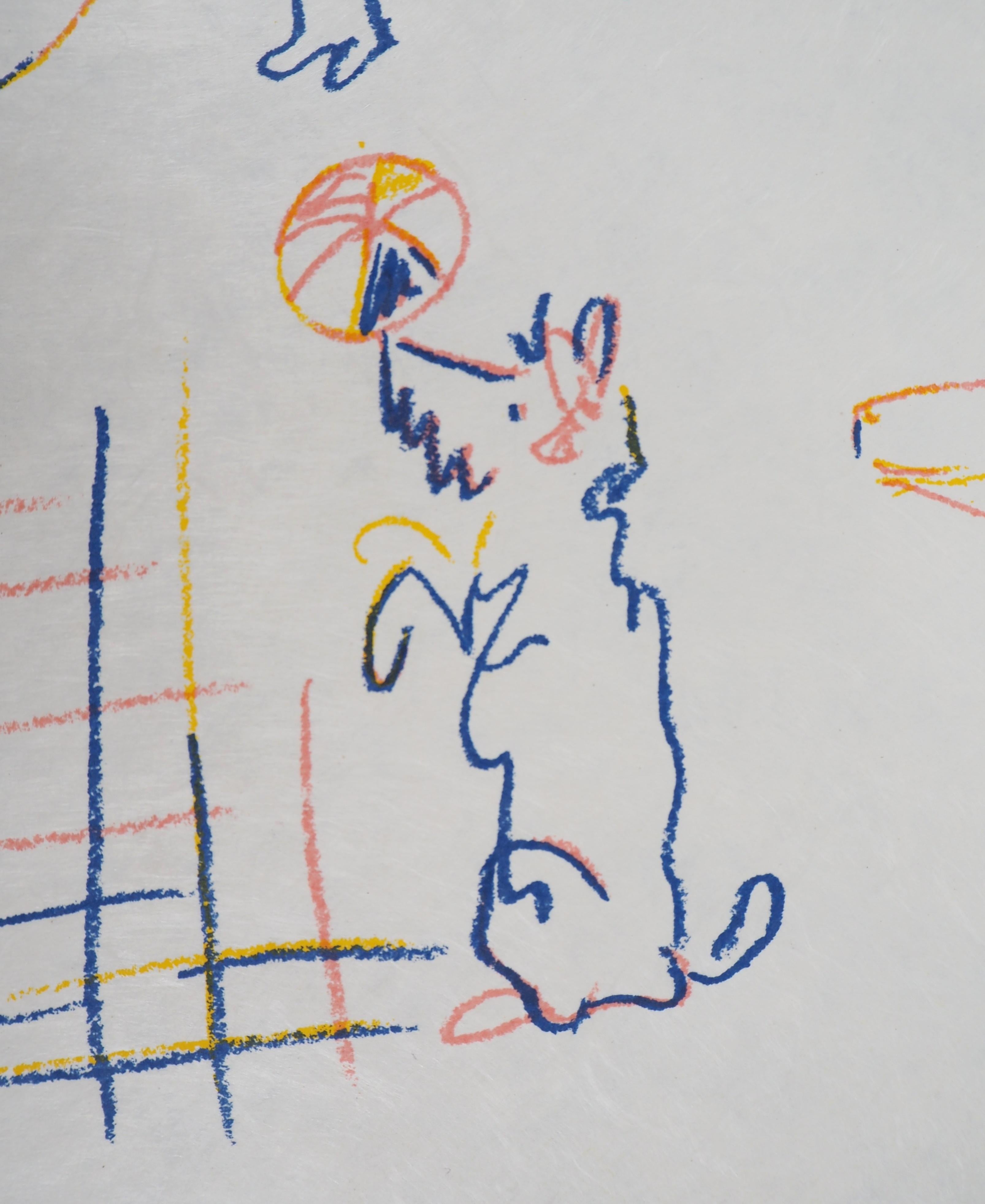 Circus : Clown, Dog and Rabbit - Lithograph - Gray Figurative Print by (after) Pablo Picasso