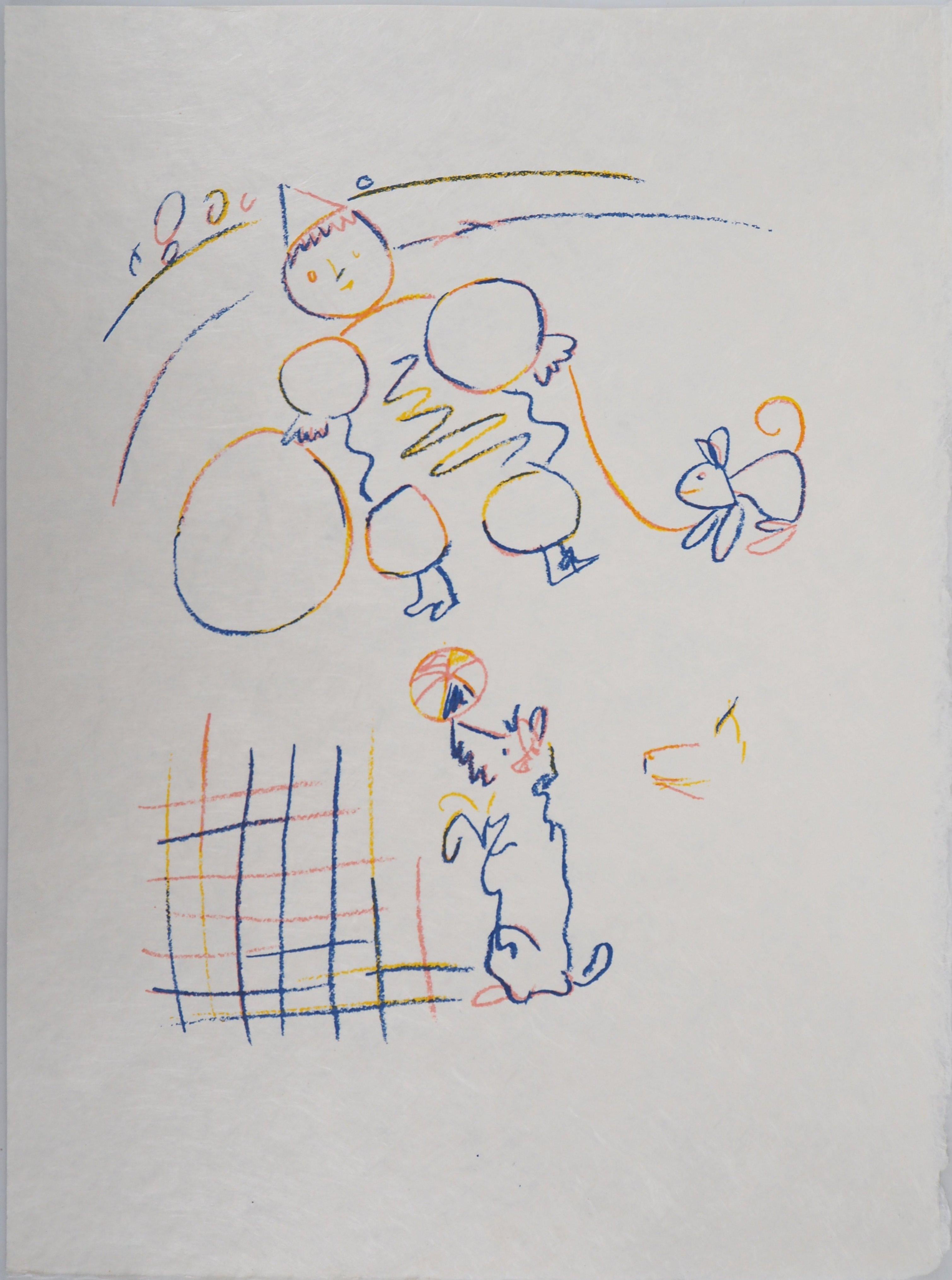 Circus : Clown, Dog and Rabbit - Lithograph on Japan paper - Limited 100 proofs - Print by (after) Pablo Picasso