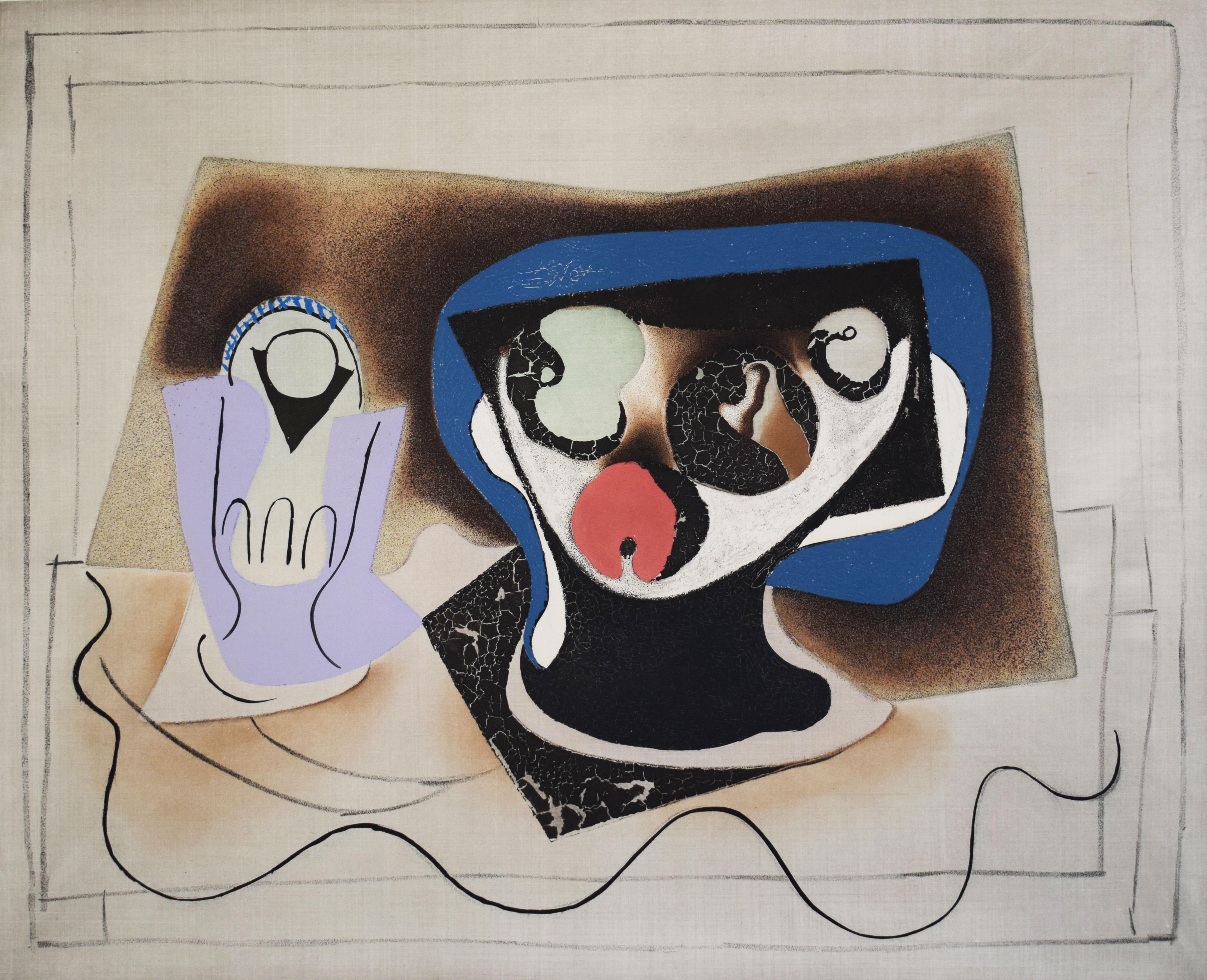 (after) Pablo Picasso Still-Life Print - Composition with Glass and Fruitbowl - Spanish Still Life