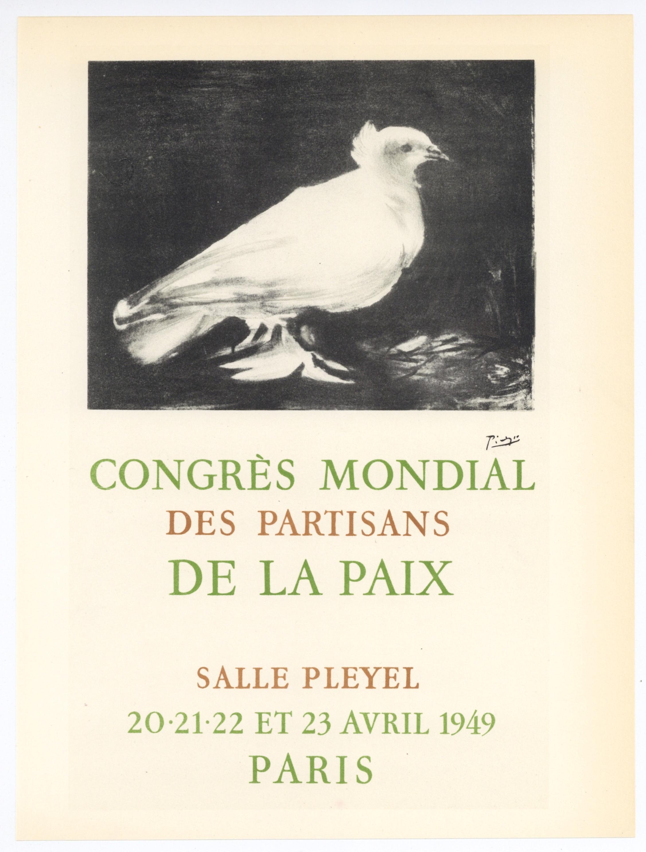"Congrès mondial des partisans de la paix" lithograph poster - Print by (after) Pablo Picasso