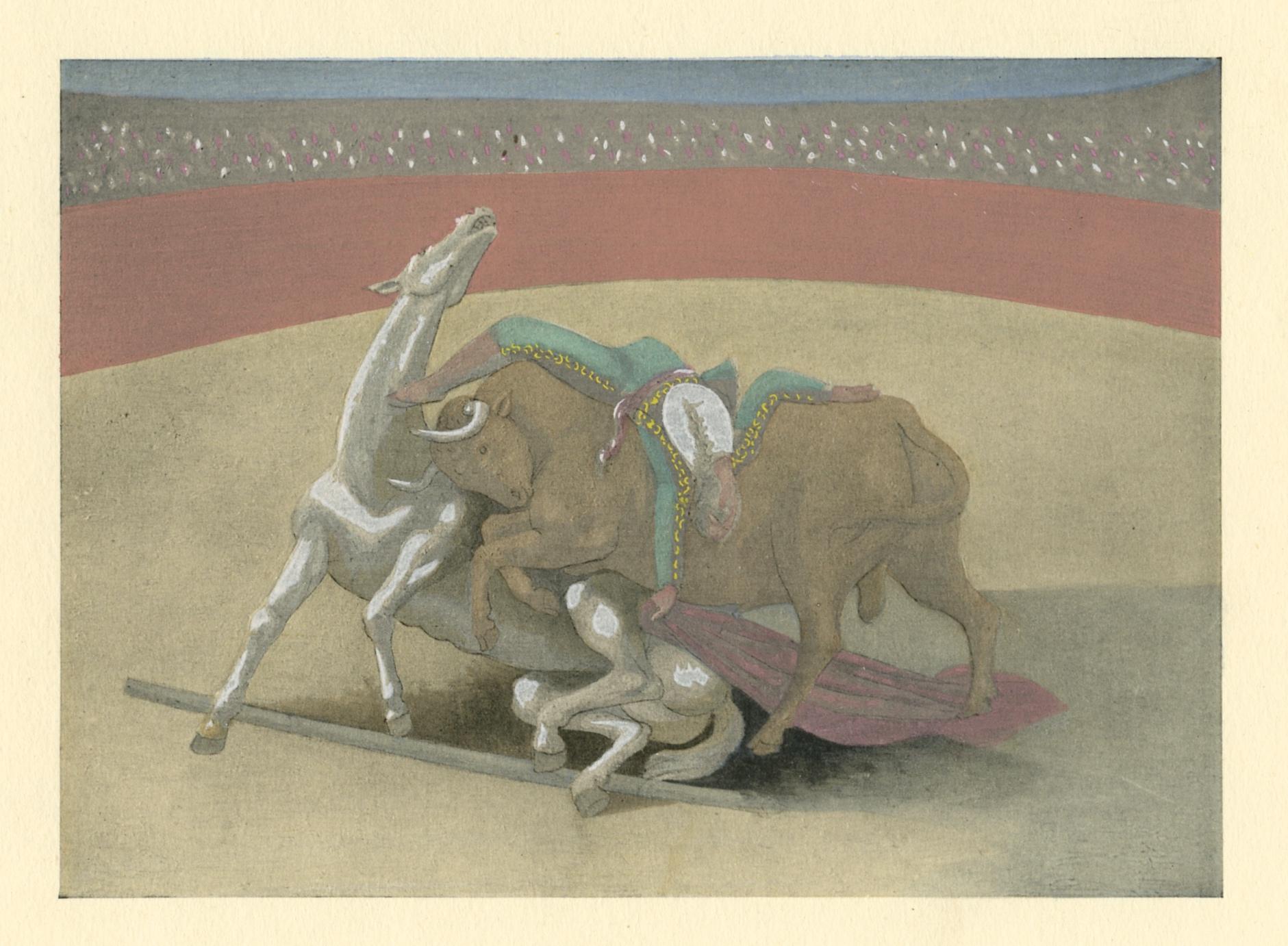 "Courses de taureaux" pochoir - Print by (after) Pablo Picasso
