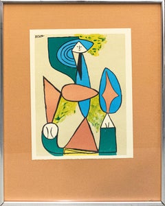 Cubist Portrait After Pablo Picasso, Title Unknown, Framed Lithograph 