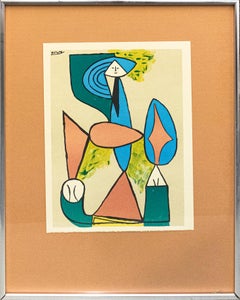Cubist Portrait After Pablo Picasso, Title Unknown, Framed Lithograph
