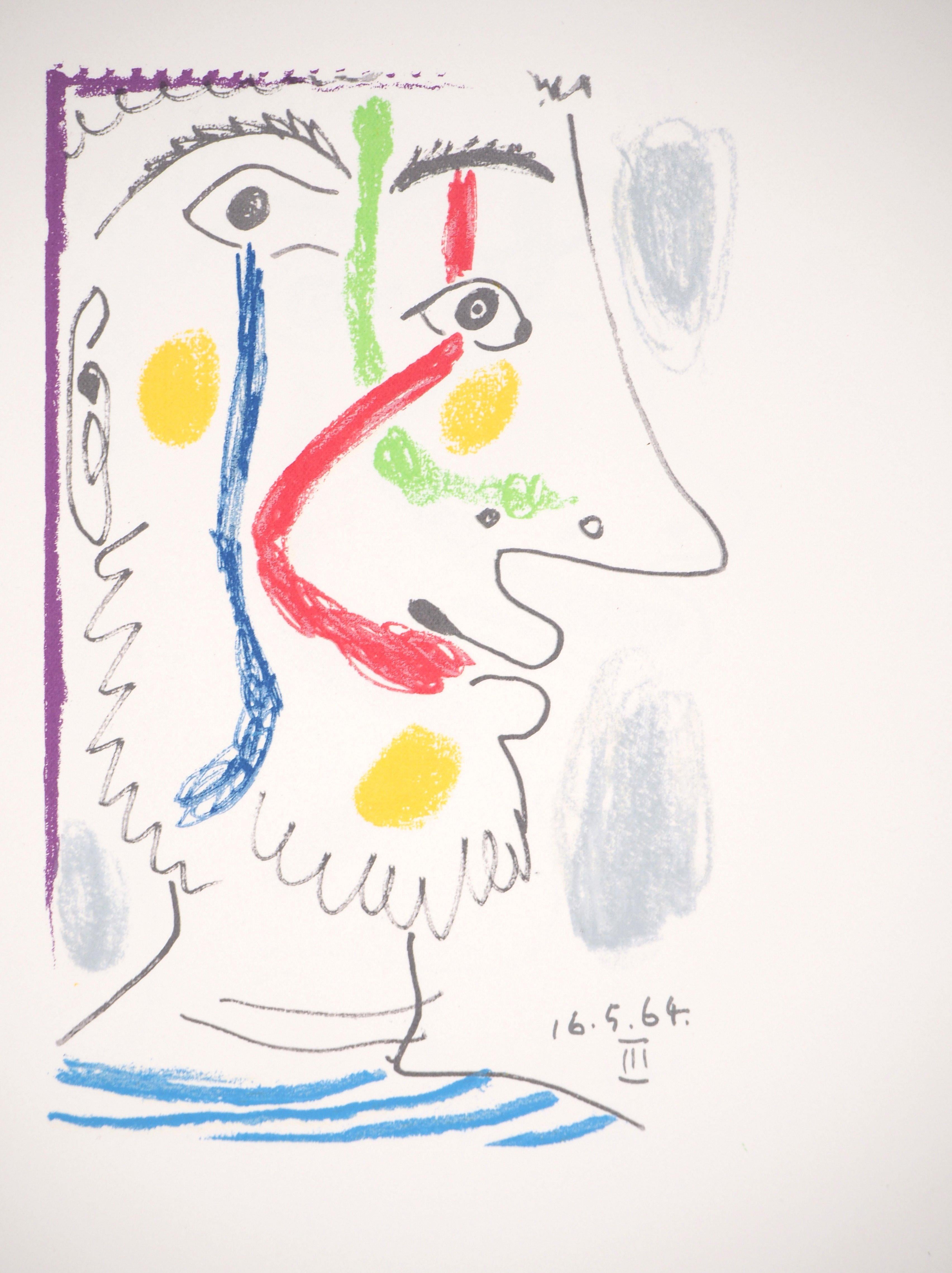Cubist Portrait of an Happy Sailor - Lithograph  - Print by (after) Pablo Picasso