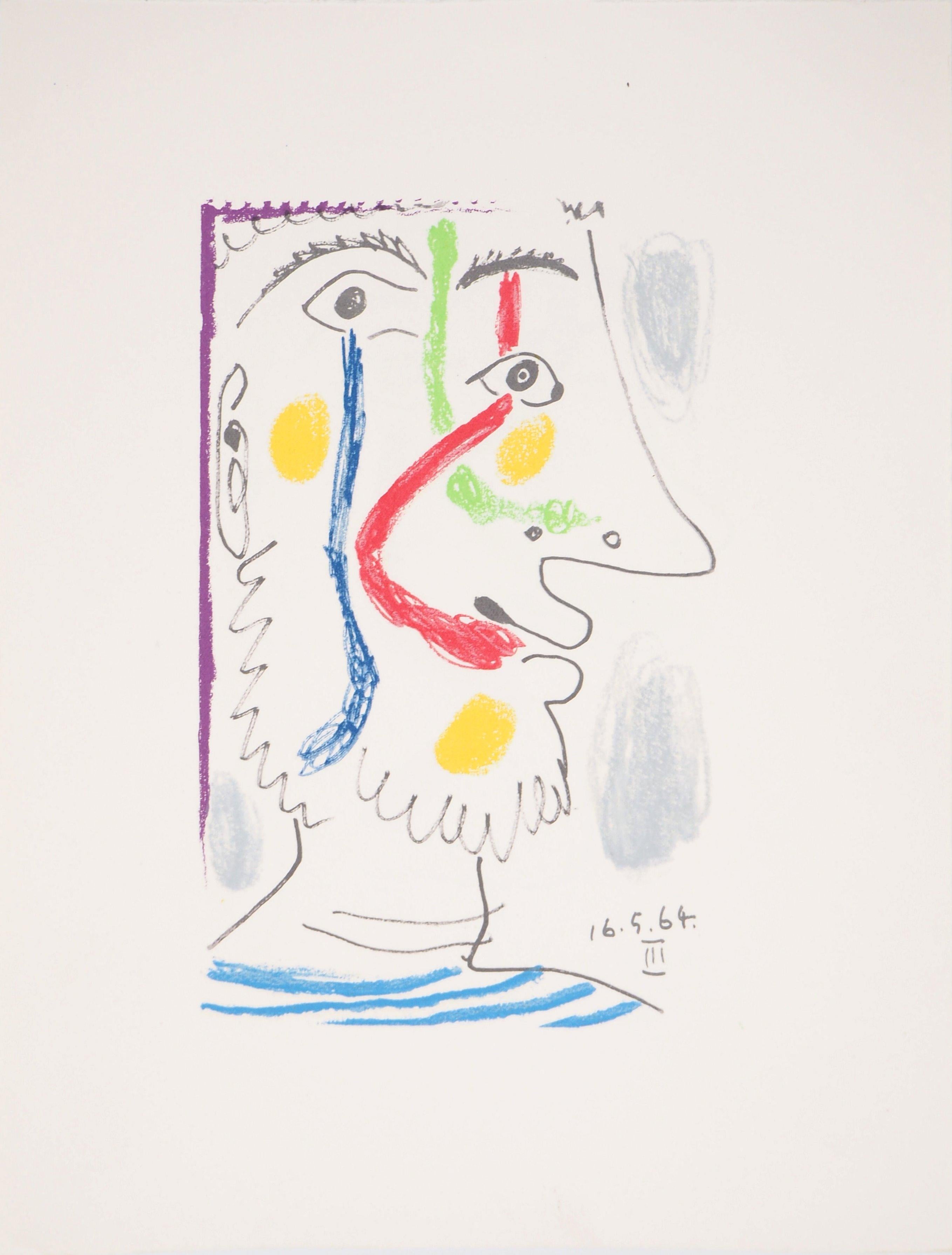 (after) Pablo Picasso Figurative Print - Cubist Portrait of an Happy Sailor - Lithograph 