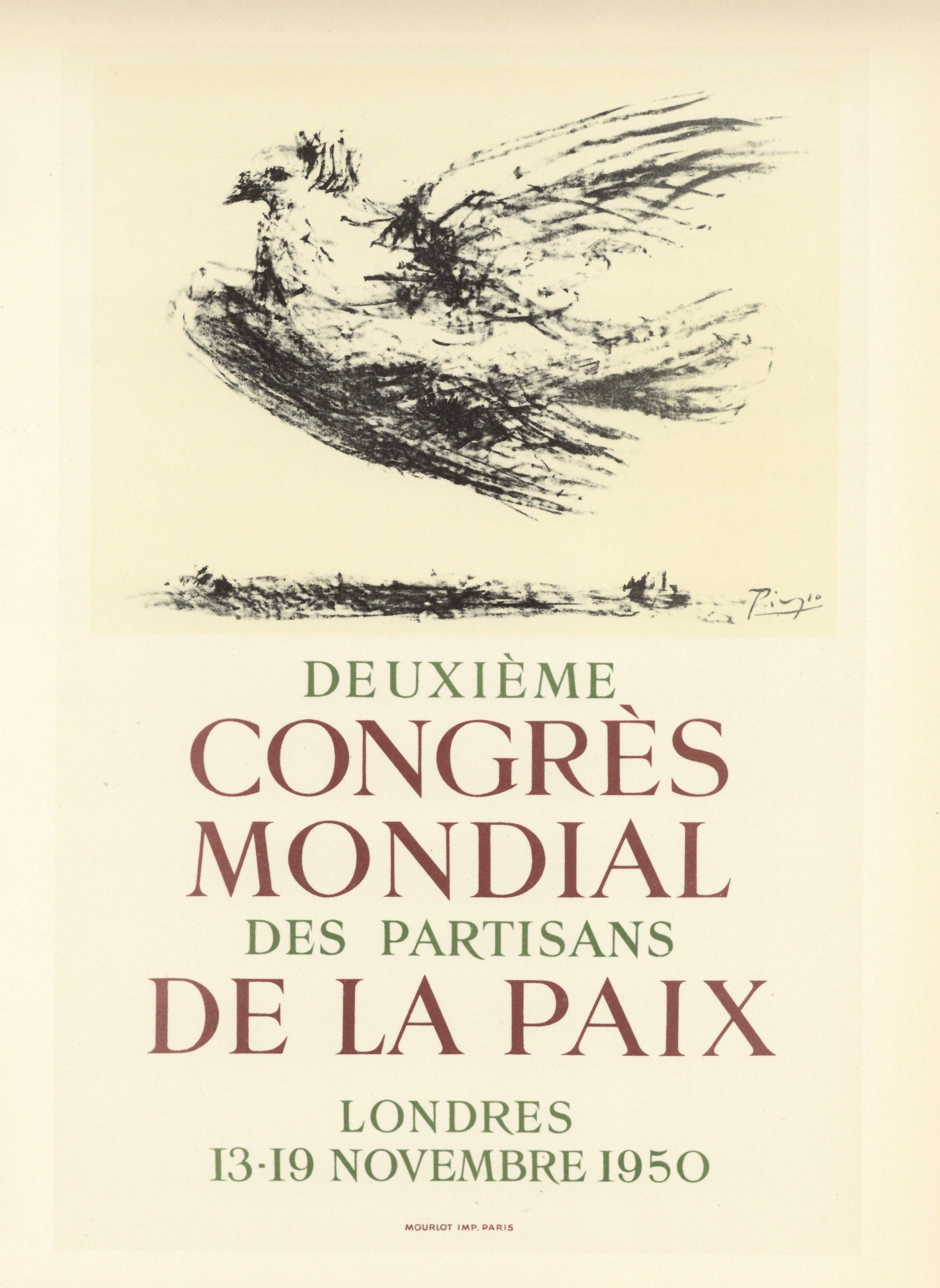 "Deuxieme Congres de la Paix" lithograph poster - Print by (after) Pablo Picasso