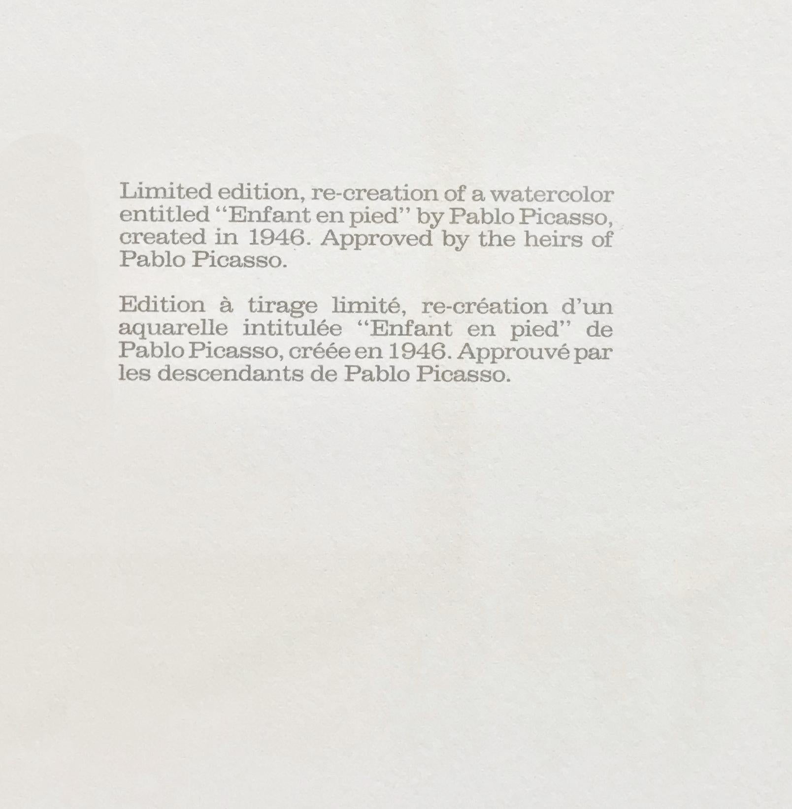 Enfant En Pied (from Picasso Estate Collection) - Cubist Print by (after) Pablo Picasso