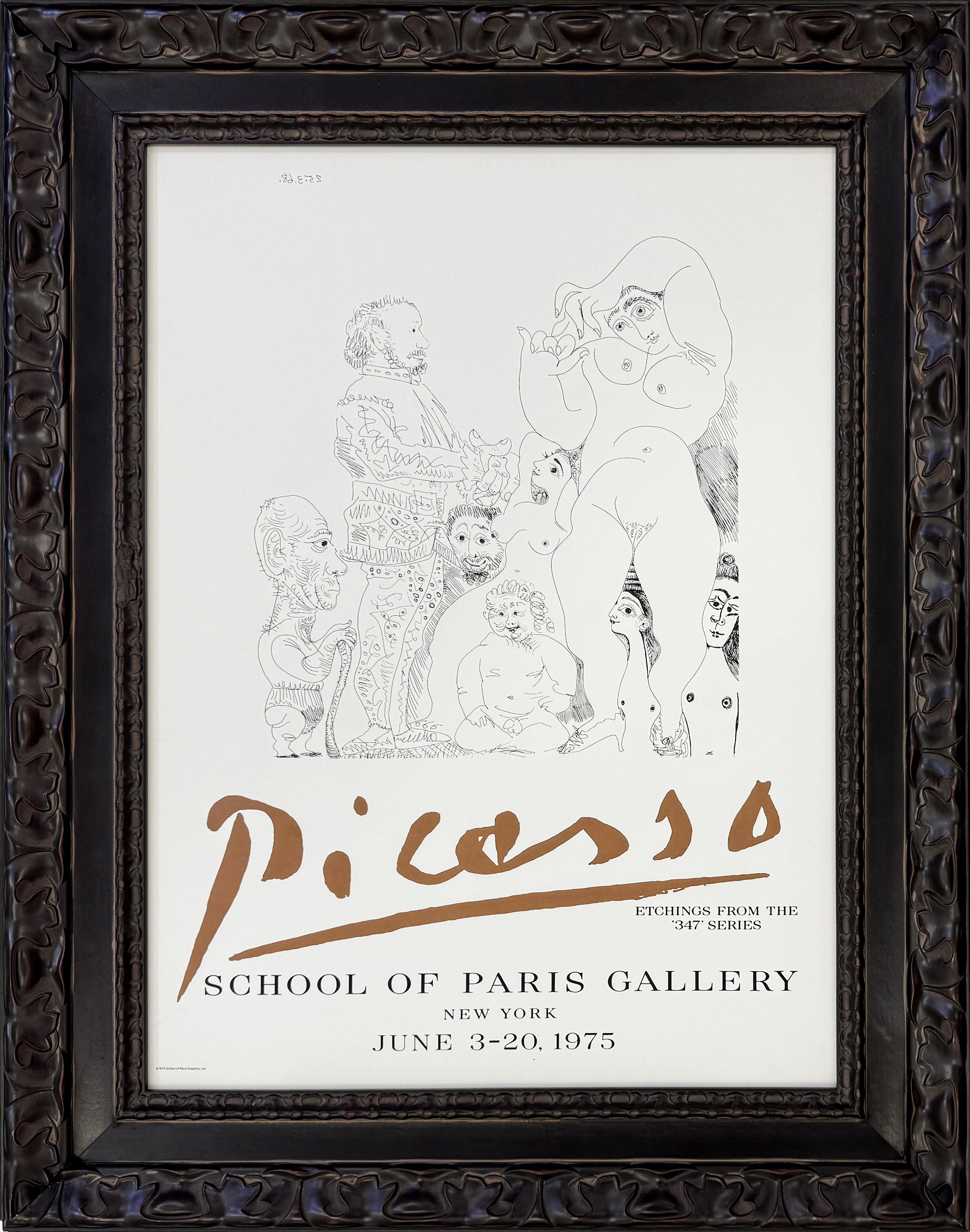 (after) Pablo Picasso Nude Print - Etchings From The 347 Series - School of Paris Gallery (rare framed poster)