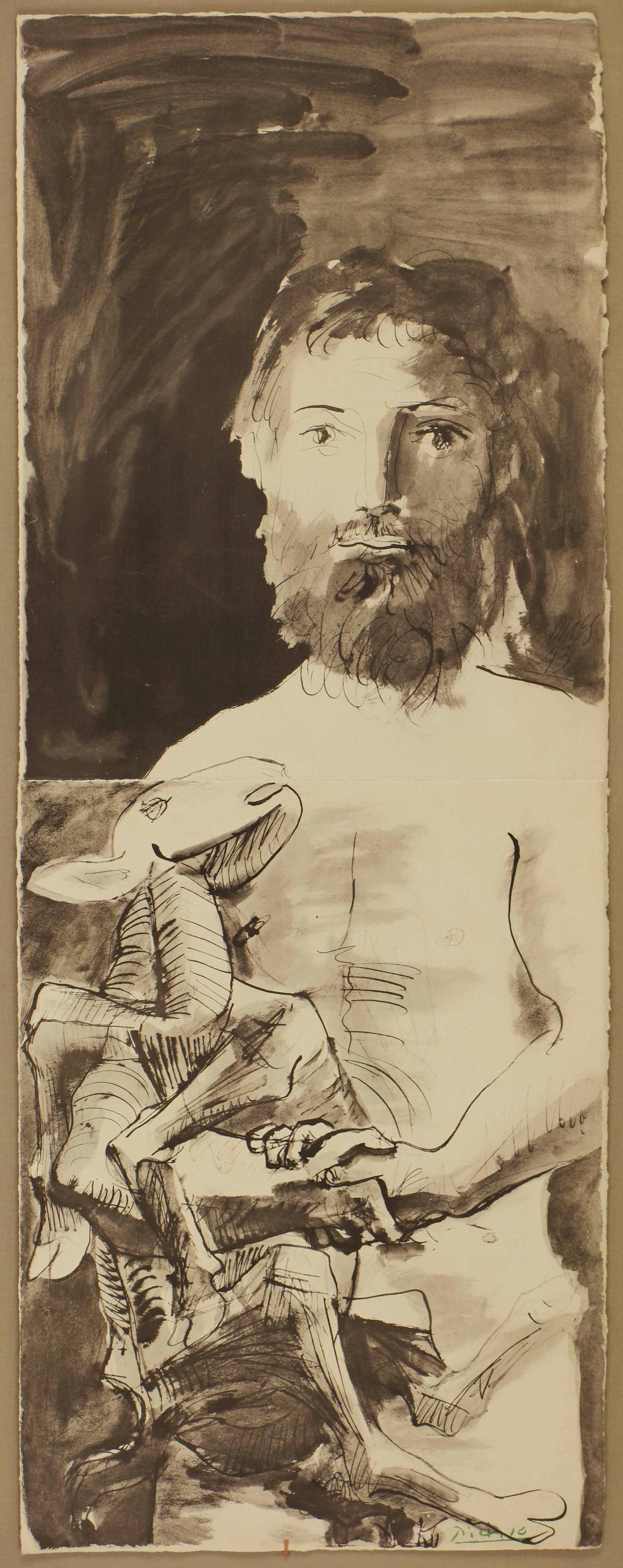Etude pour L'Homme au Mouton von Pablo Picasso – Print von (after) Pablo Picasso