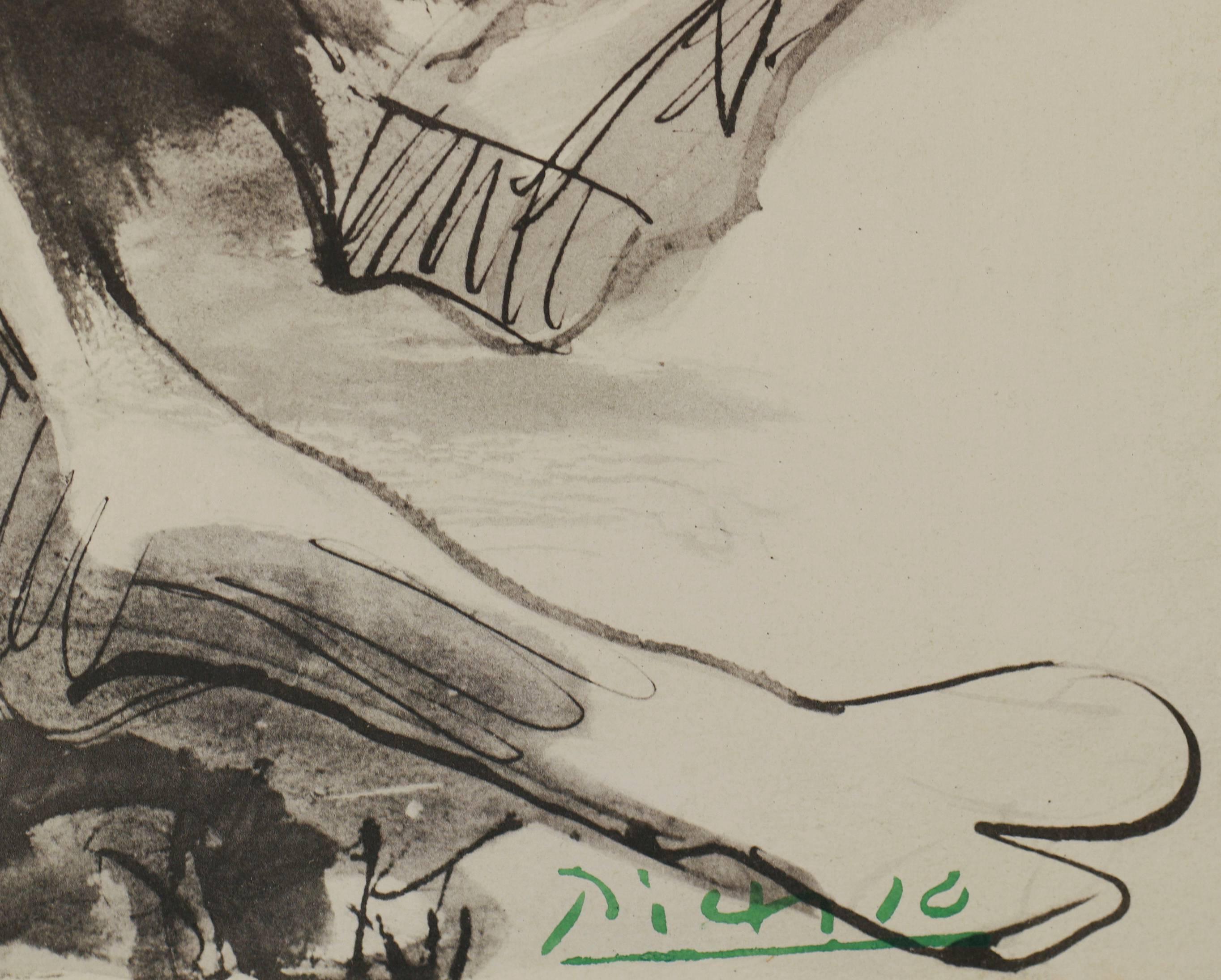 Etude pour L'Homme au Mouton von Pablo Picasso (Braun), Figurative Print, von (after) Pablo Picasso