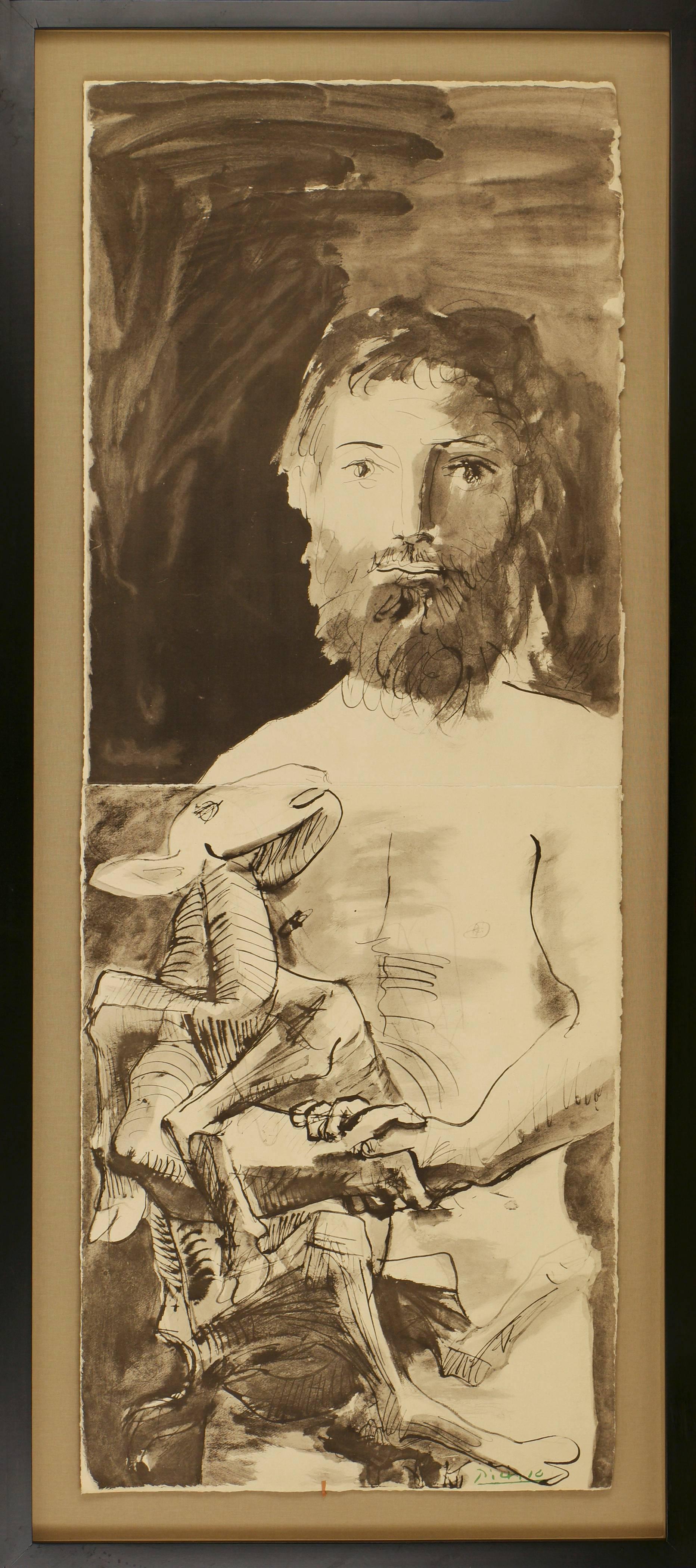 (after) Pablo Picasso Figurative Print – Etude pour L'Homme au Mouton von Pablo Picasso