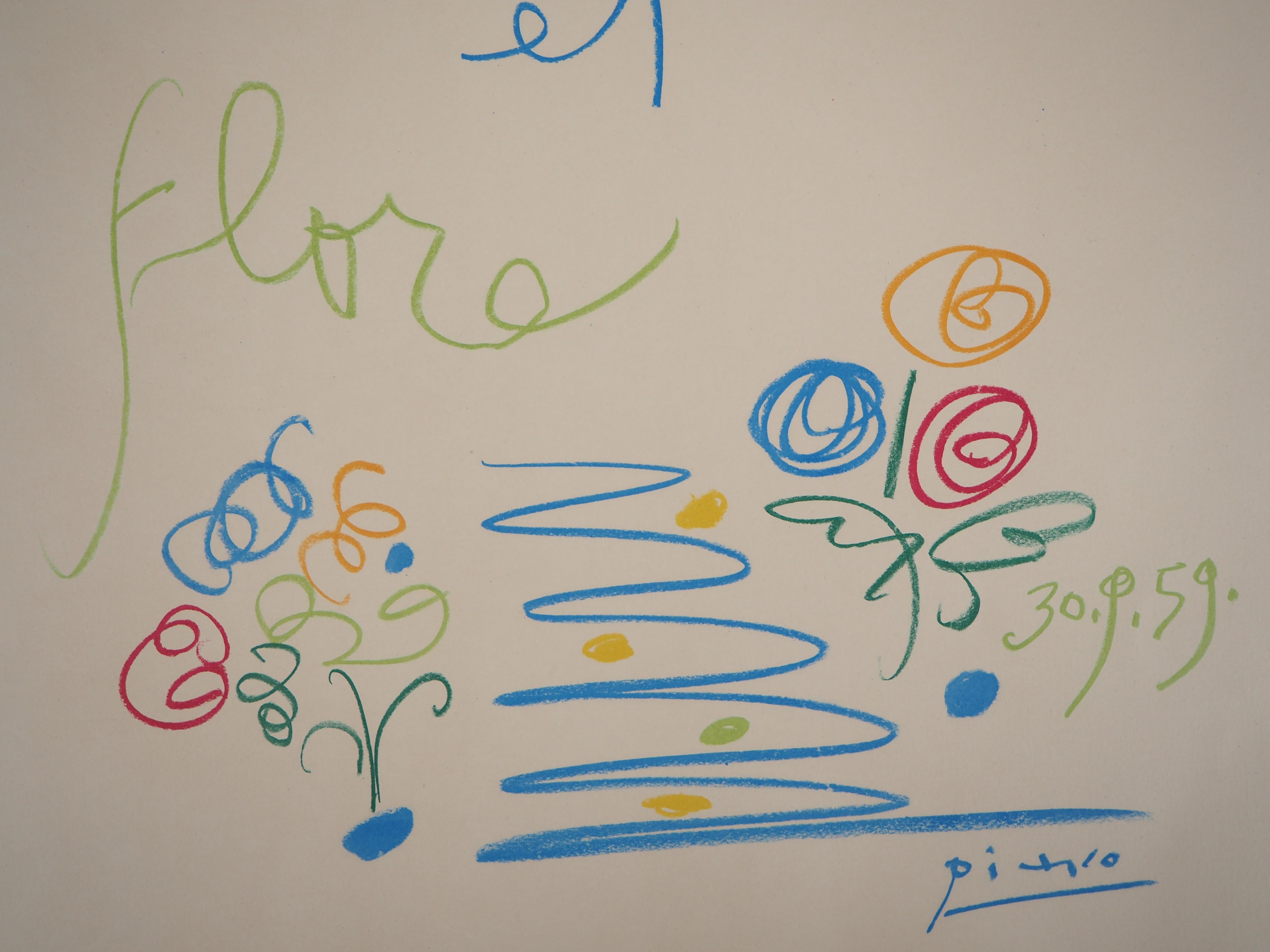 (after) Pablo Picasso
Faun and Flowers, 1960

Lithograph
Printed signature in the plate
On Arches vellum 76 x 56 cm (c. 30 x 22 in)

INFORMATION : This lithograph is the frontispice of the portfolio 
