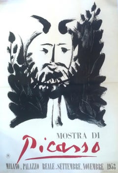 Affiche vintage représentant un faune:: exposition de Picasso à Milan:: 1953