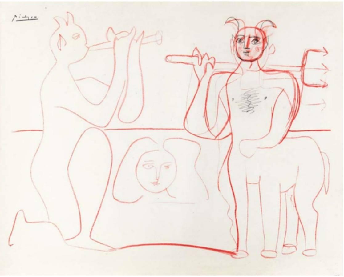 (after) Pablo Picasso Figurative Print - Faune et Centaur