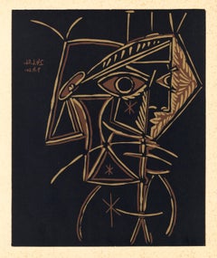 "Female Bust" linocut