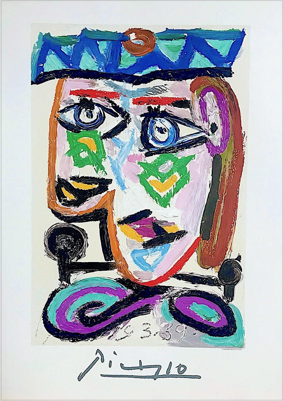 Femme au Beret, Lithograph, Abstract Head Portrait, Beret, Rainbow Colors