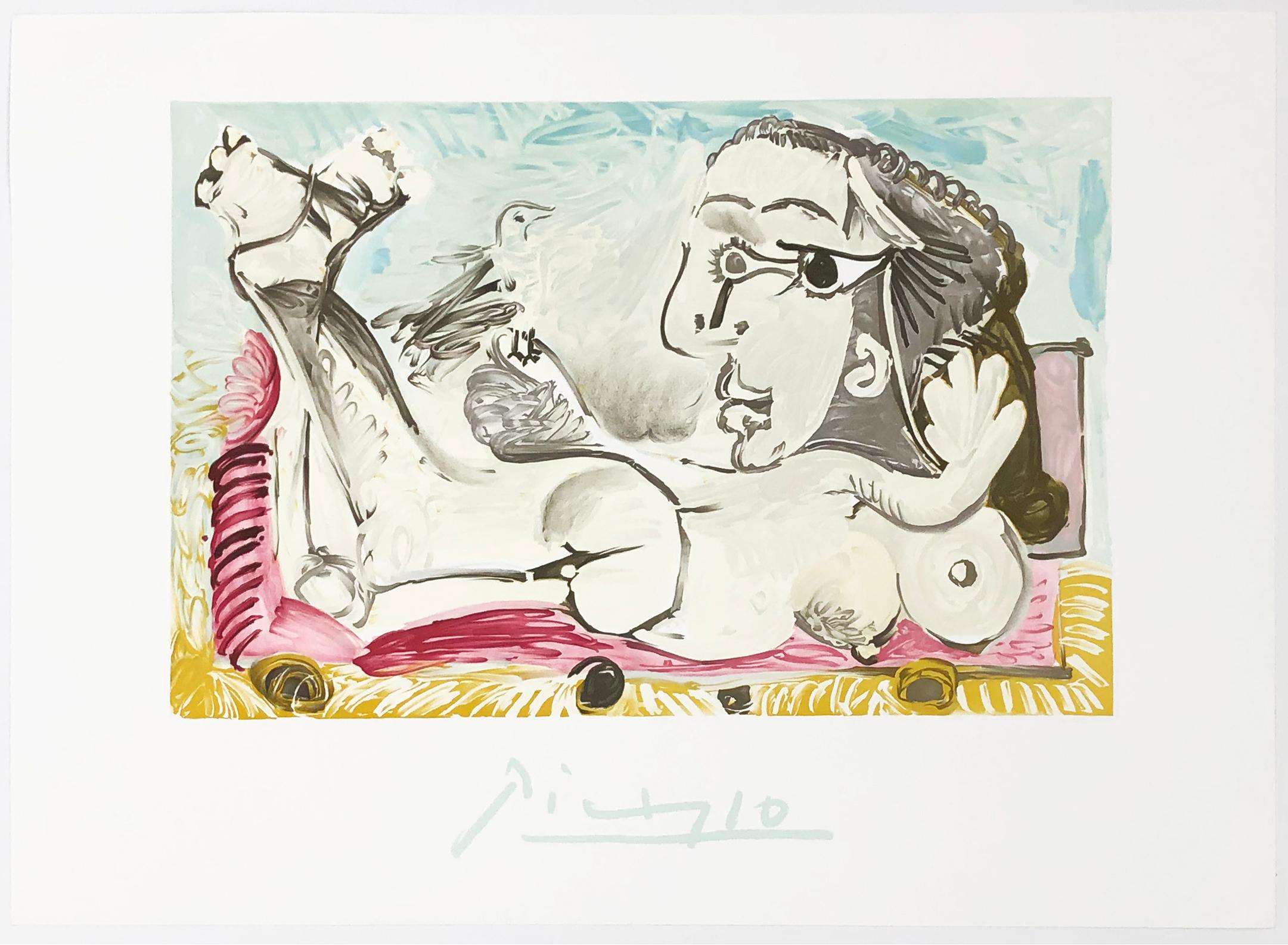 (after) Pablo Picasso Figurative Print - FEMME COUCHEE A L 'OLSEAU