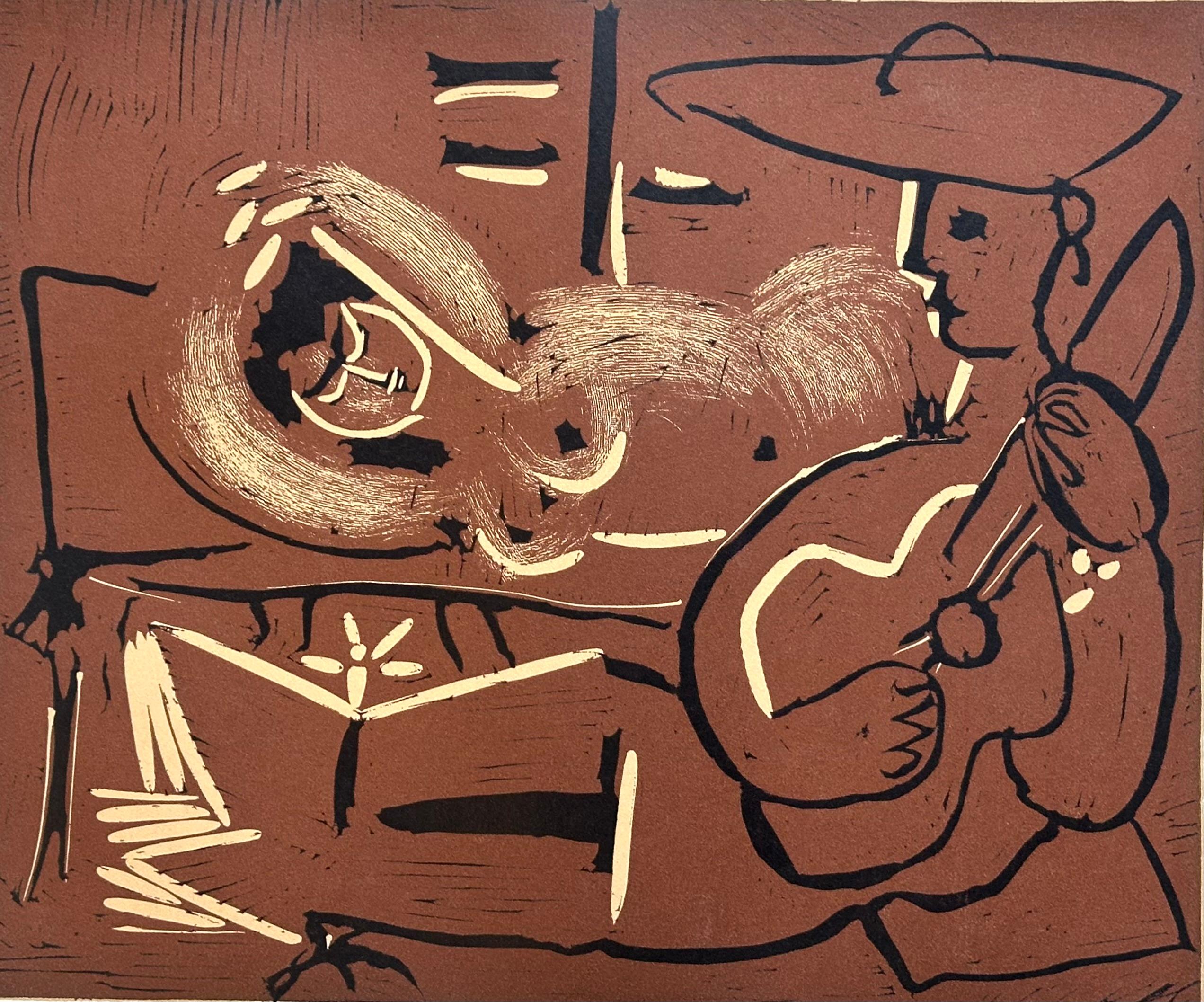Pablo Picasso Femme couchée et guitariste, 1962
