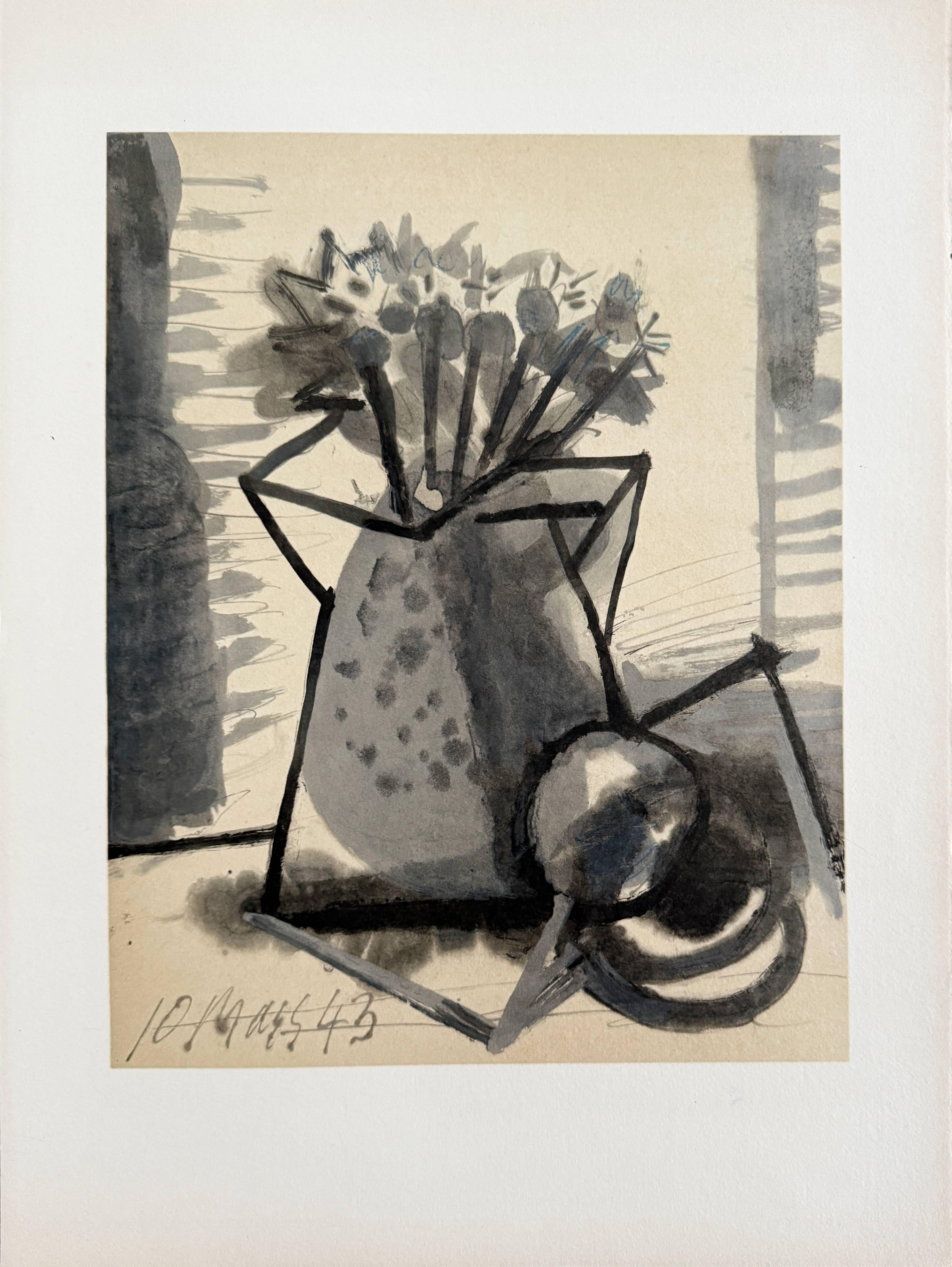 Print (after) Pablo Picasso - Fleurs dans un pot