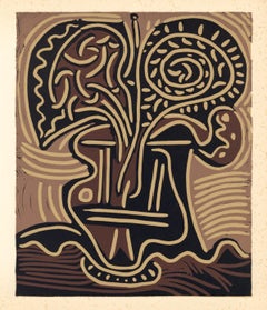 "Flower Vase" linocut