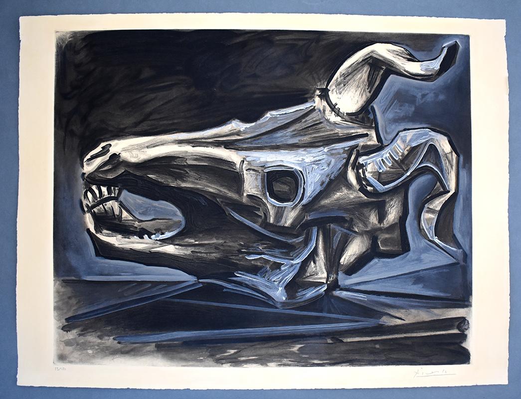 Ziegen Totenkopf auf dem Tisch – Print von (after) Pablo Picasso