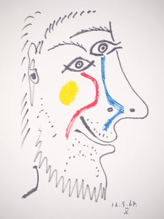 Happy Man with a Beard - Lithograph
