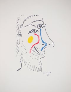 Happy Man with a Beard - Lithograph