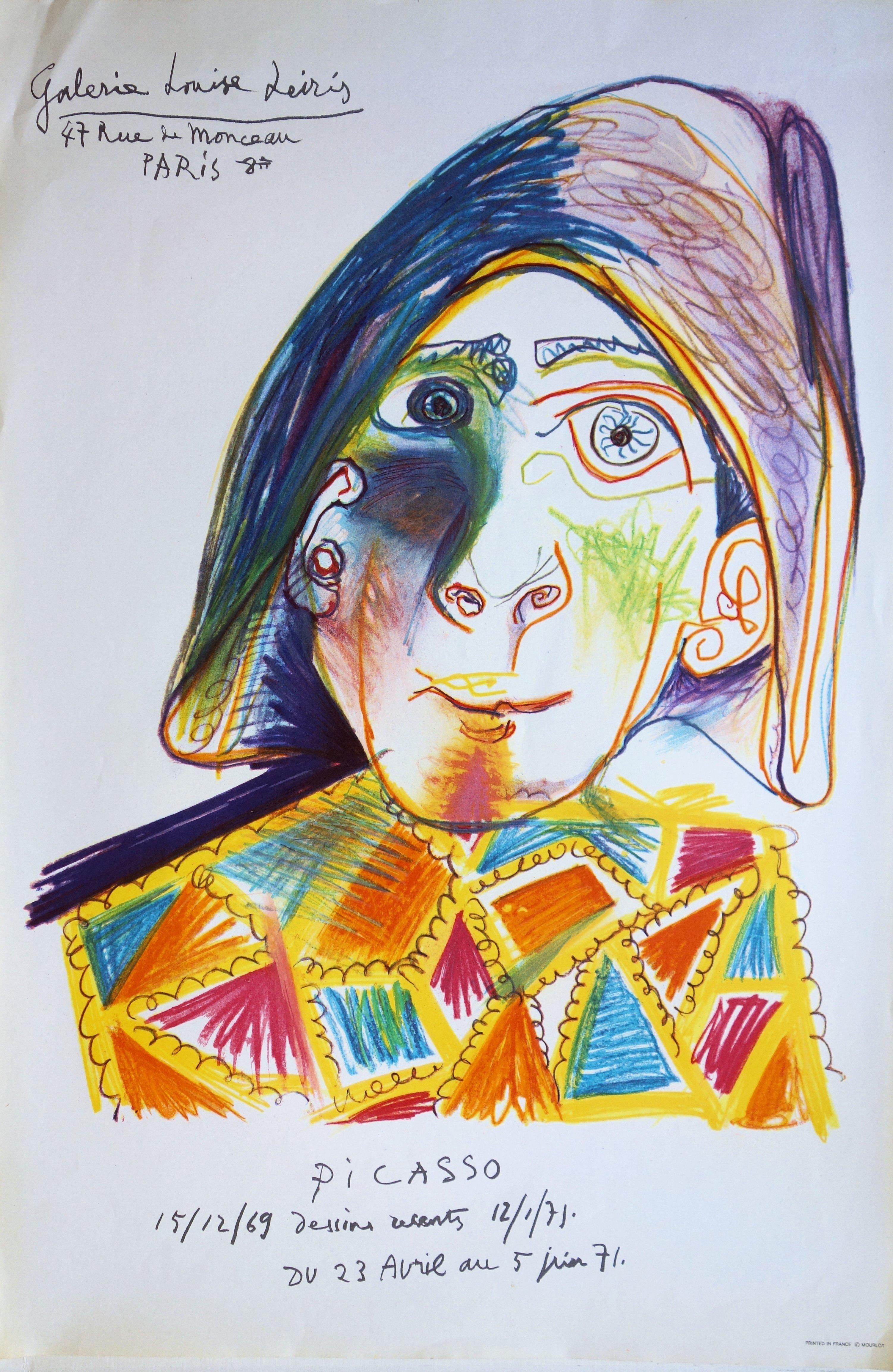 (after) Pablo Picasso Figurative Print - Harlequin - Vintage lithograph poster - Mourlot / Czwiklitzer #390