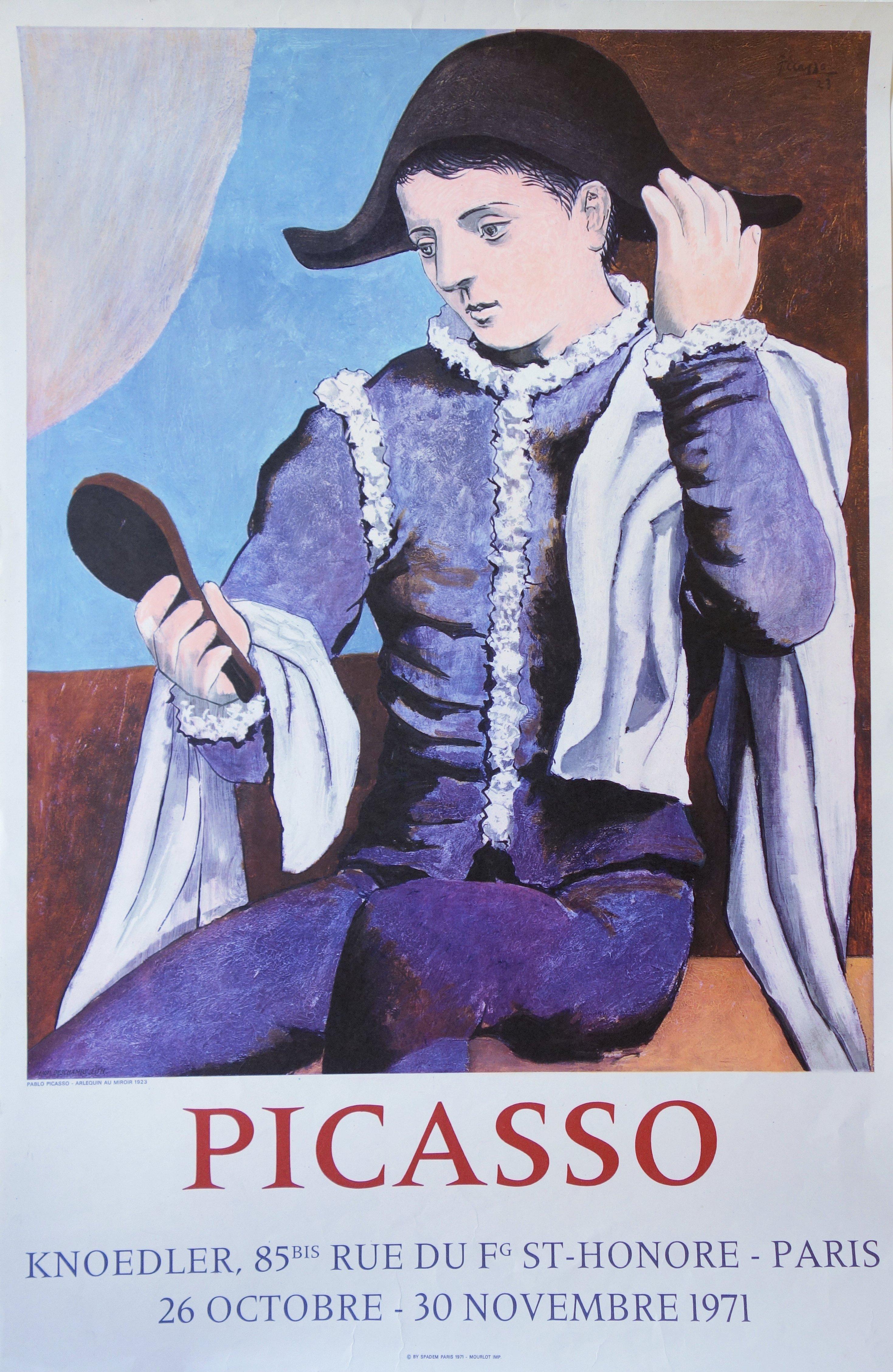 Figurative Print (after) Pablo Picasso - Harlequin avec un miroir - Affiche lithographique vintage (Mourlot) - Czwiklitzer #424