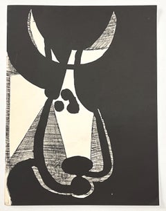 Retro "Head of Bull Turned Left" lithograph