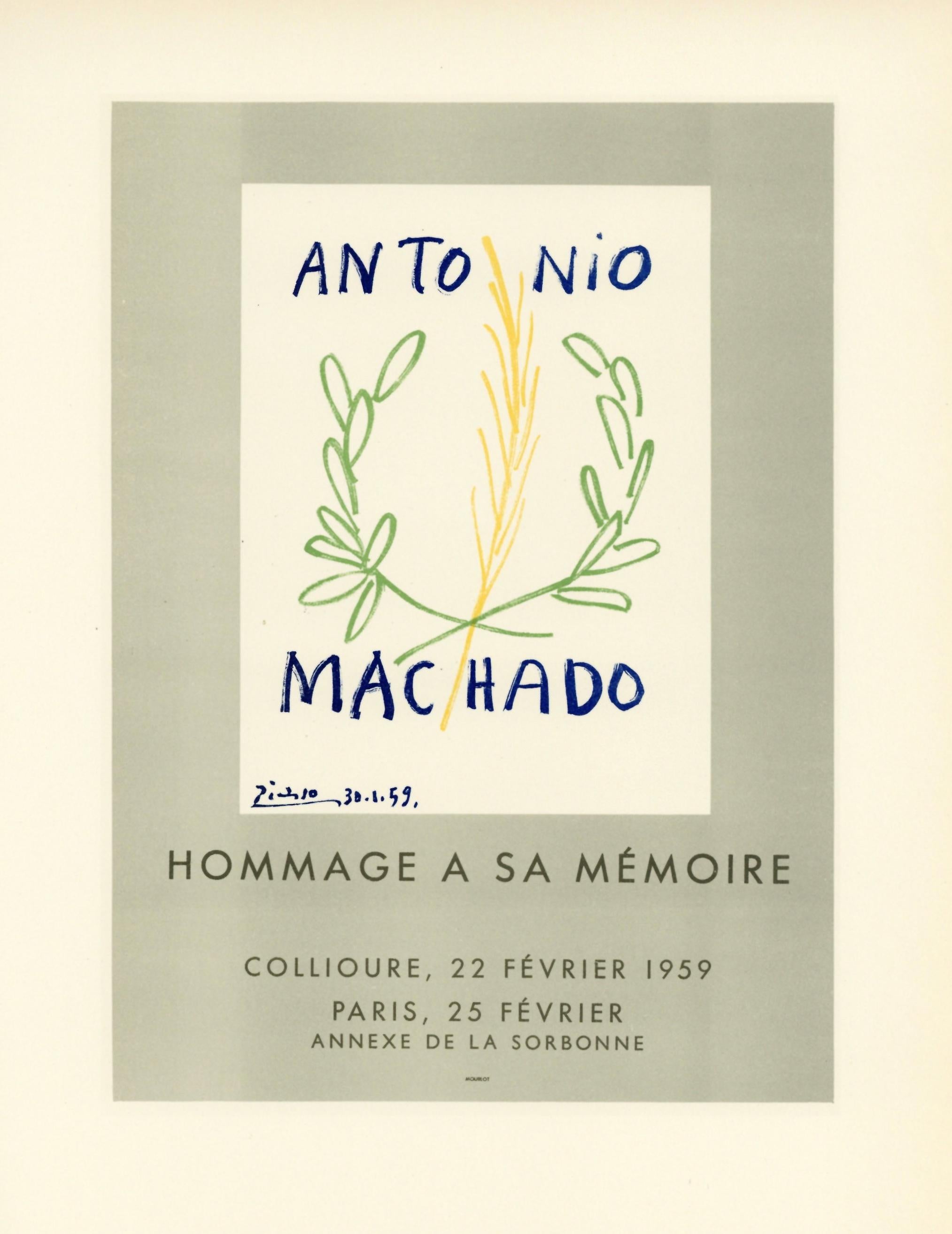 "Hommage a Antonio Machado" lithograph poster - Print by (after) Pablo Picasso