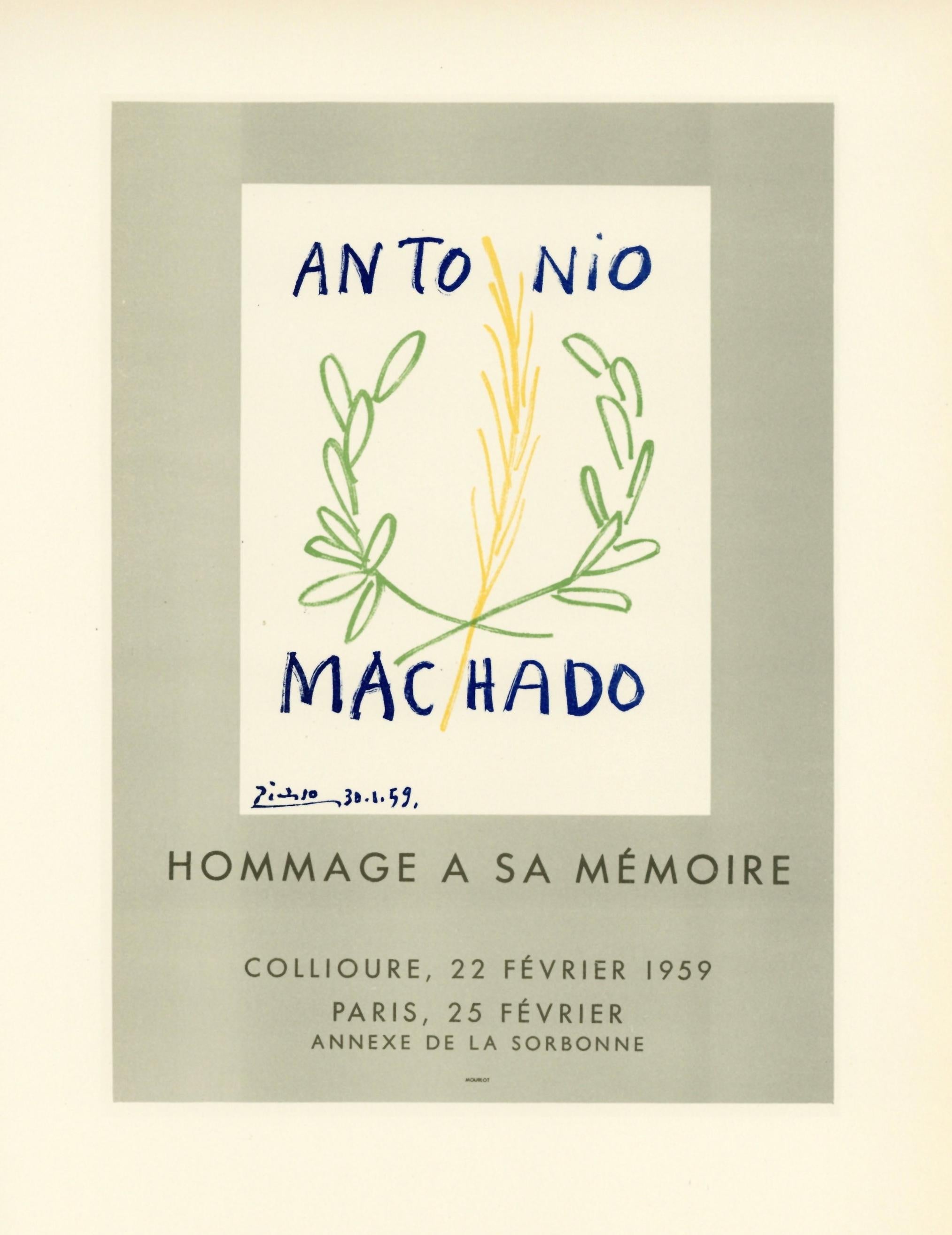 "Hommage à Antonio Machado" lithograph poster - Print by (after) Pablo Picasso
