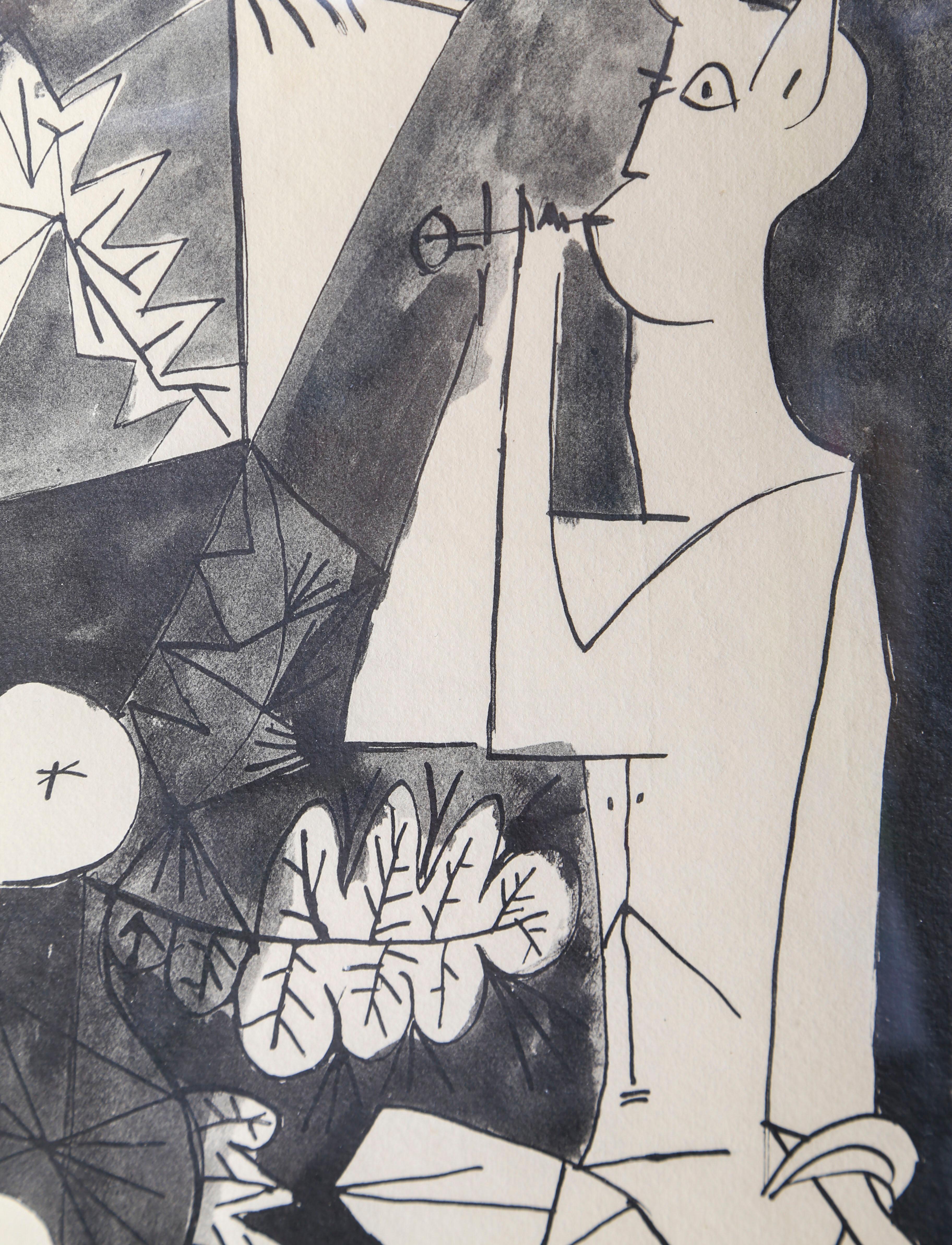 Hommage á la Nymphe, Collotype cubiste et Pochoir d'après Pablo Picasso en vente 1