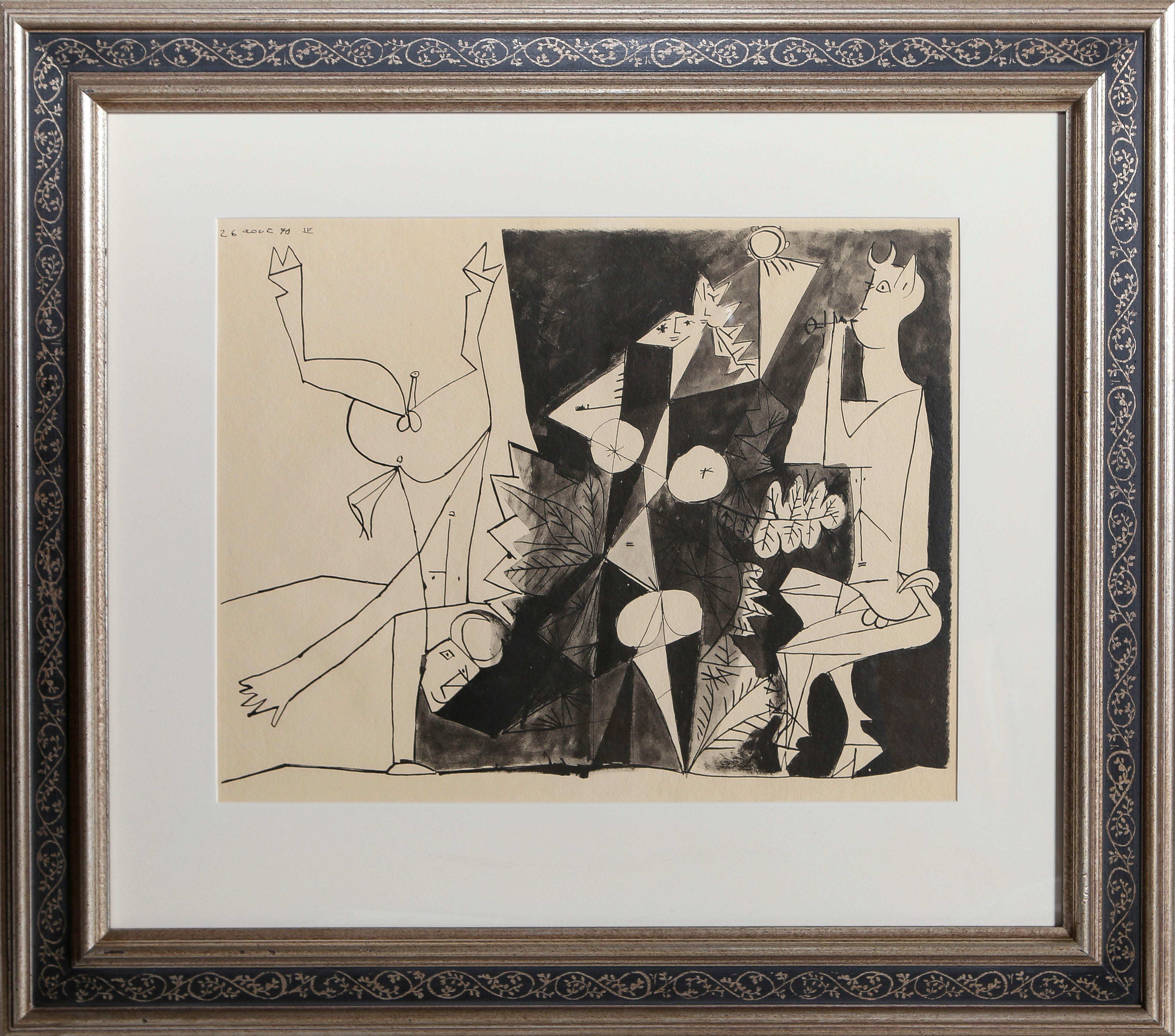 Hommage á la Nymphe, kubistischer Lichtdruck und Pochoir nach Pablo Picasso